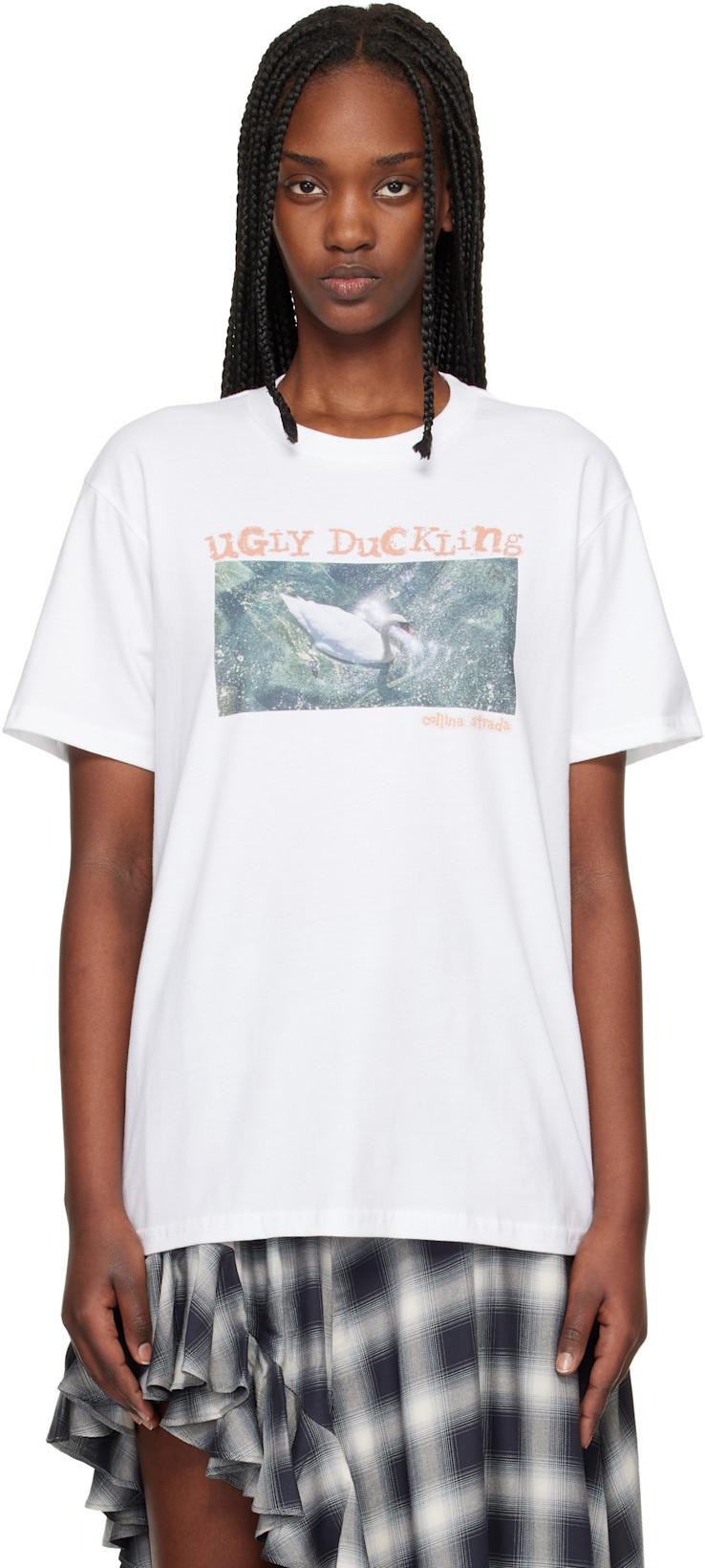 White 'Ugly Duckling' Graphic T-shirt by COLLINA STRADA