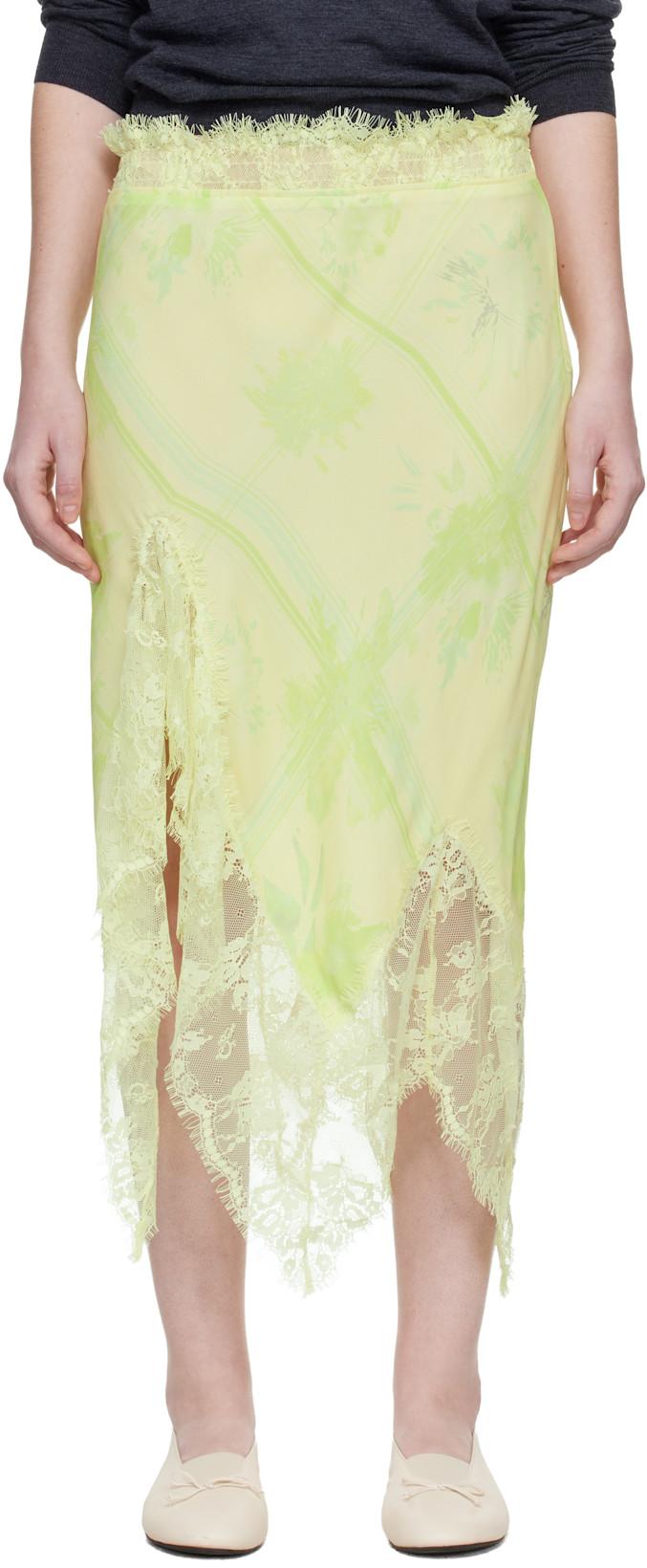 Yellow Waterlily Midi Skirt by COLLINA STRADA