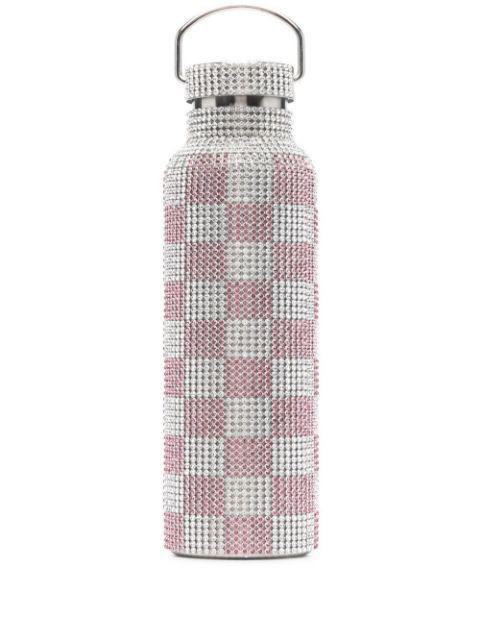 checked crystal-embellished water bottle by COLLINA STRADA