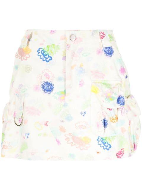 floral-print cotton miniskirt by COLLINA STRADA
