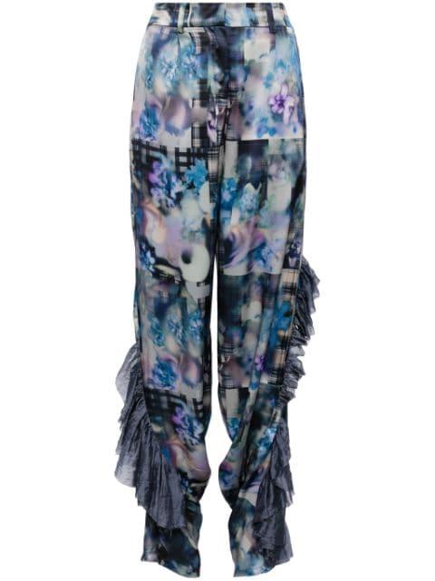 ruffle graphic-print trousers by COLLINA STRADA