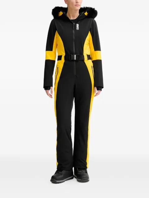 faux-fur hoodied belted ski suit by COLMAR ORIGINALS