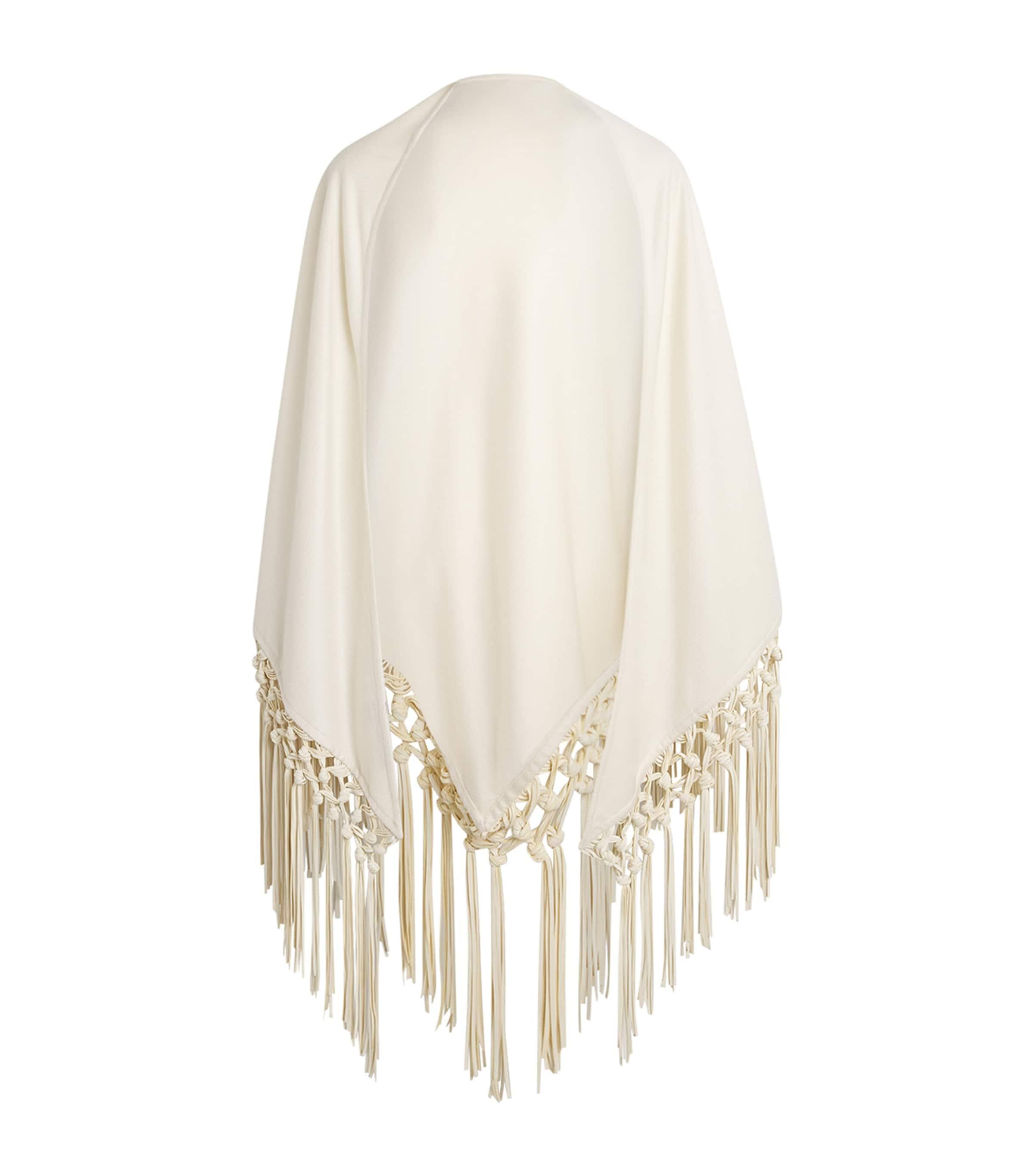 Cashmere and Leather Fringe-Trim Cape by COLOMBO