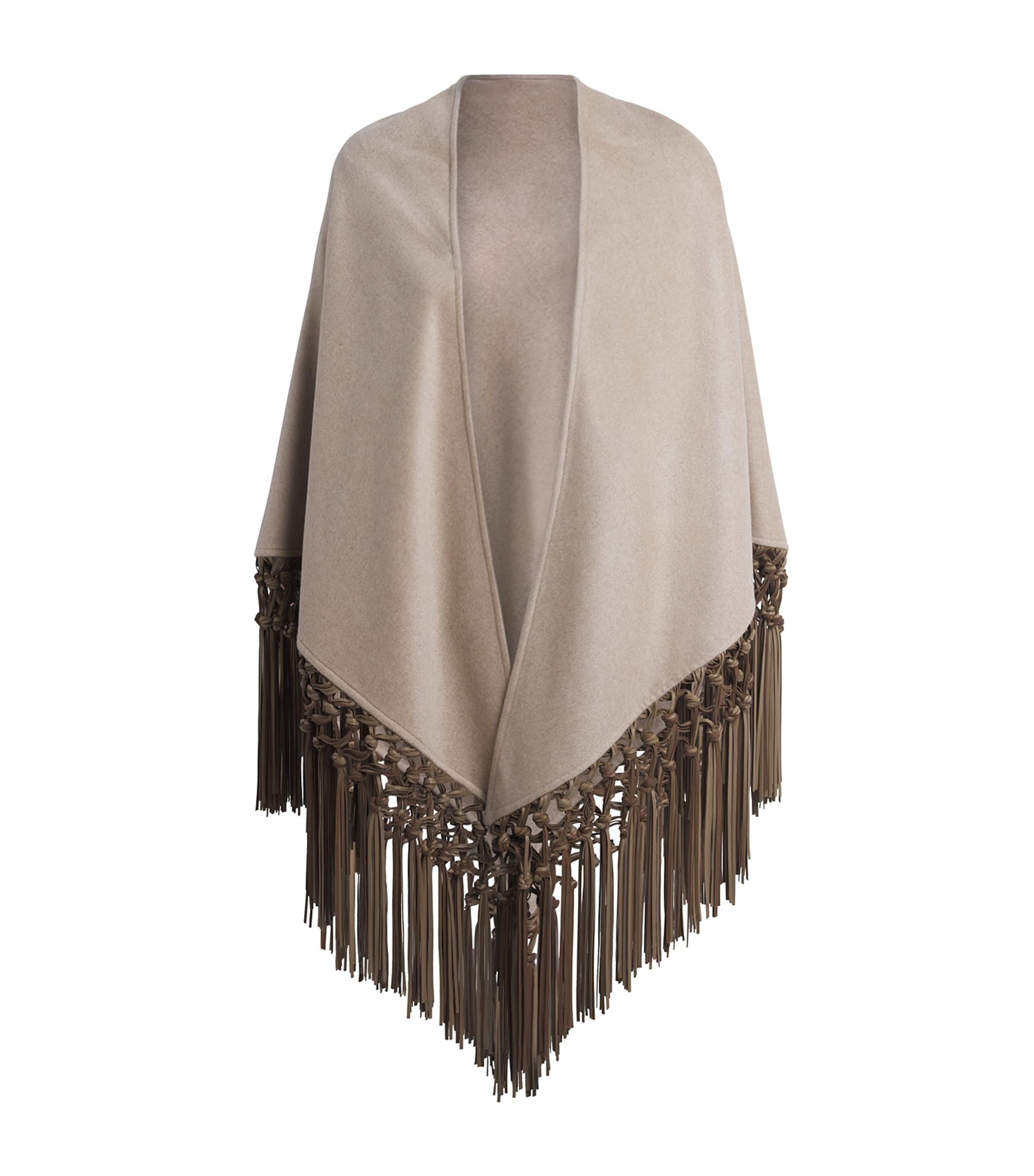 Colombo Cashmere and Leather Fringe-Trim Cape by COLOMBO