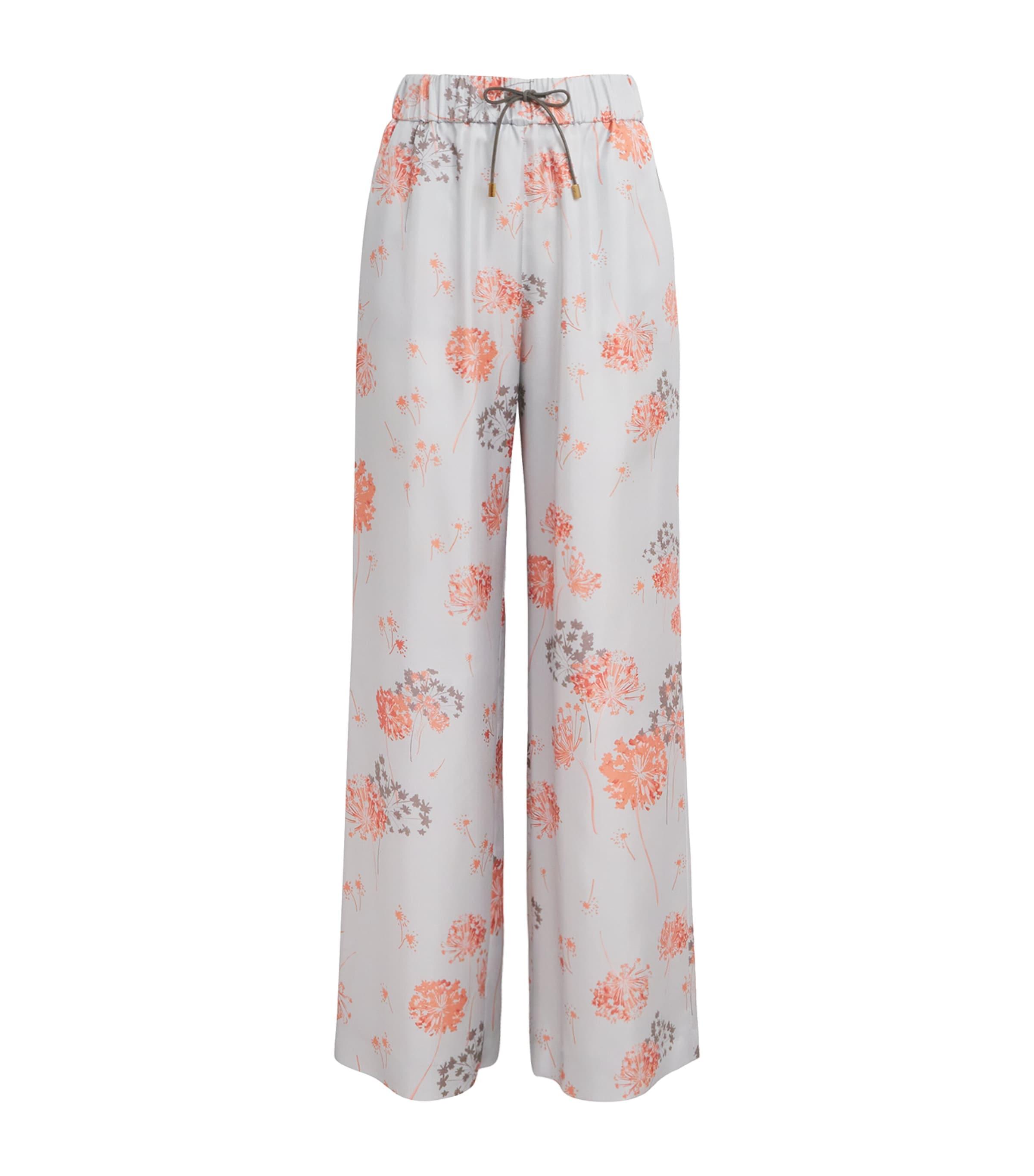 Colombo Silk Floral Wide-Leg Trousers by COLOMBO
