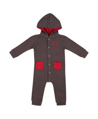 Baby Boys and Girls Charcoal Alabama Crimson Tide Zando-Zan Waffle Full-Snap Hooded Romper by COLOSSEUM