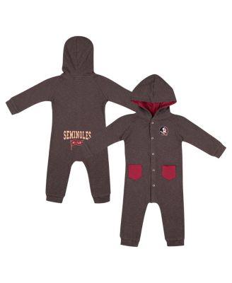 Baby Boys and Girls Charcoal Florida State Seminoles Zando-Zan Waffle Full-Snap Hooded Romper by COLOSSEUM