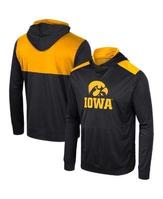 Men's Black Iowa Hawkeyes Warm Up Long Sleeve Hoodie T-shirt by COLOSSEUM