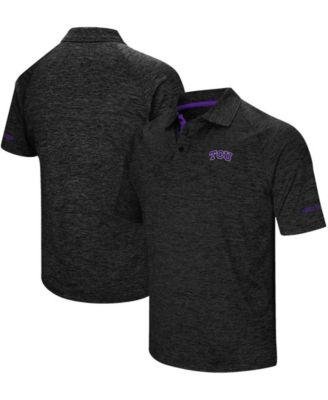 Men's Black TCU Horned Frogs Down Swing Polo by COLOSSEUM