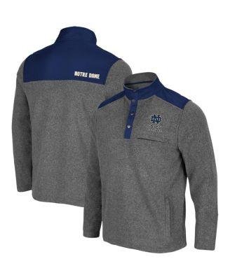 Men's Heathered Charcoal and Navy Notre Dame Fighting Irish Huff Snap Pullover by COLOSSEUM