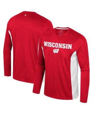 Men's Red Wisconsin Badgers Warm Up Long Sleeve T-shirt by COLOSSEUM