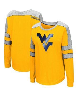 Women's Gold West Virginia Mountaineers Trey Dolman Long Sleeve T-shirt by COLOSSEUM