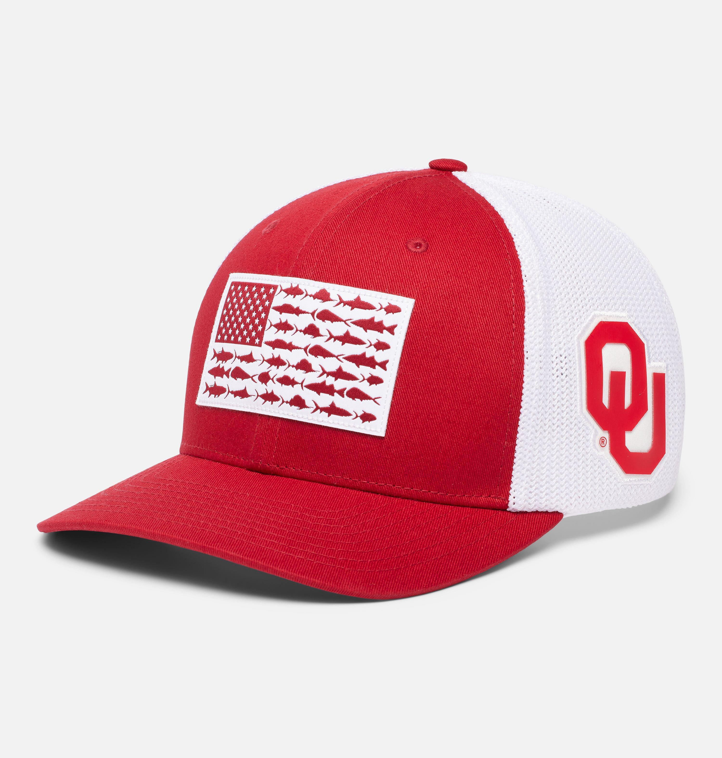 Columbia Collegiate PFG Mesh Fish Flag Ball Cap - Oklahoma by COLUMBIA