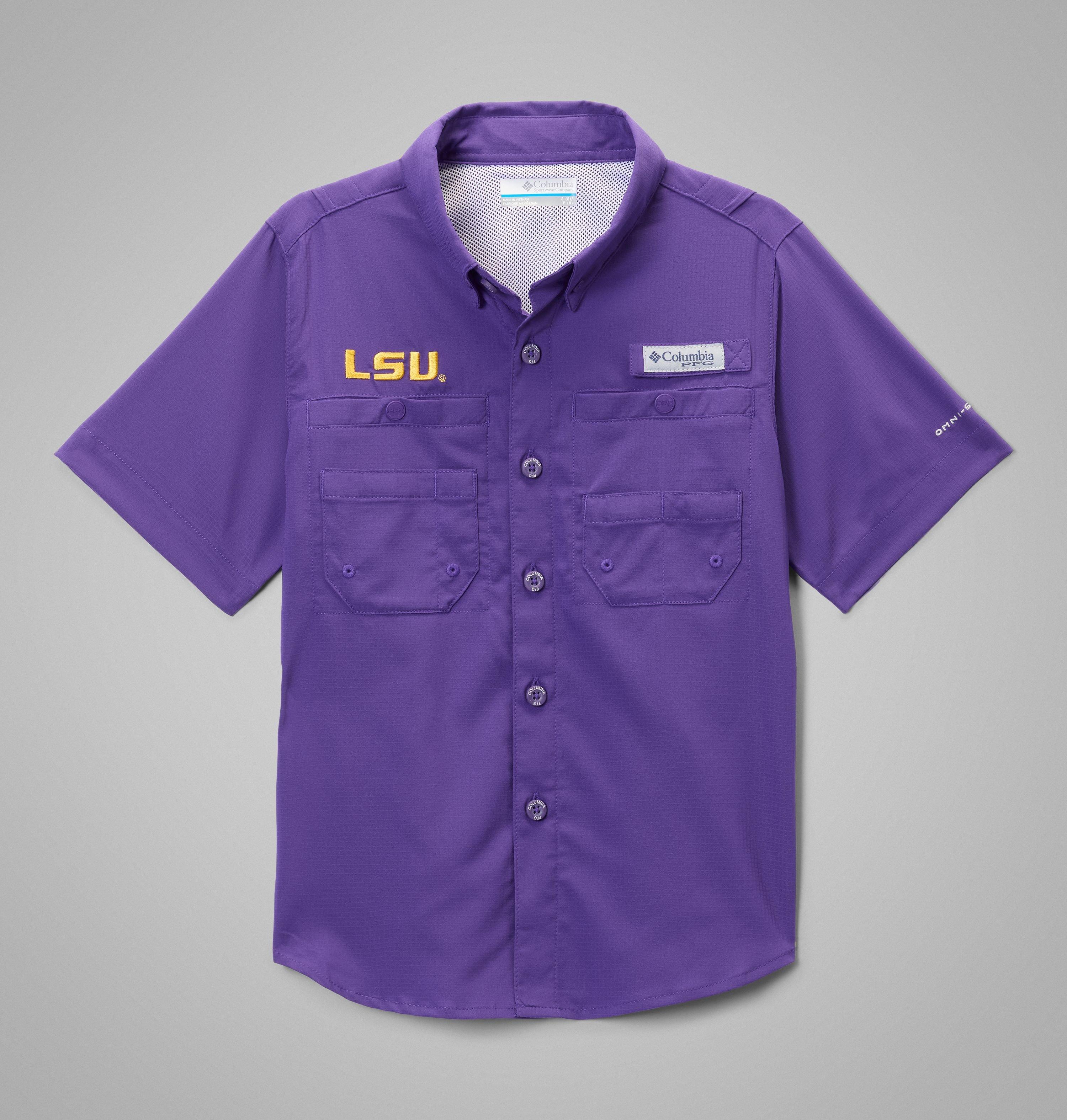 Columbia Kids' Collegiate PFG Tamiami Short Sleeve Shirt - LSU by COLUMBIA