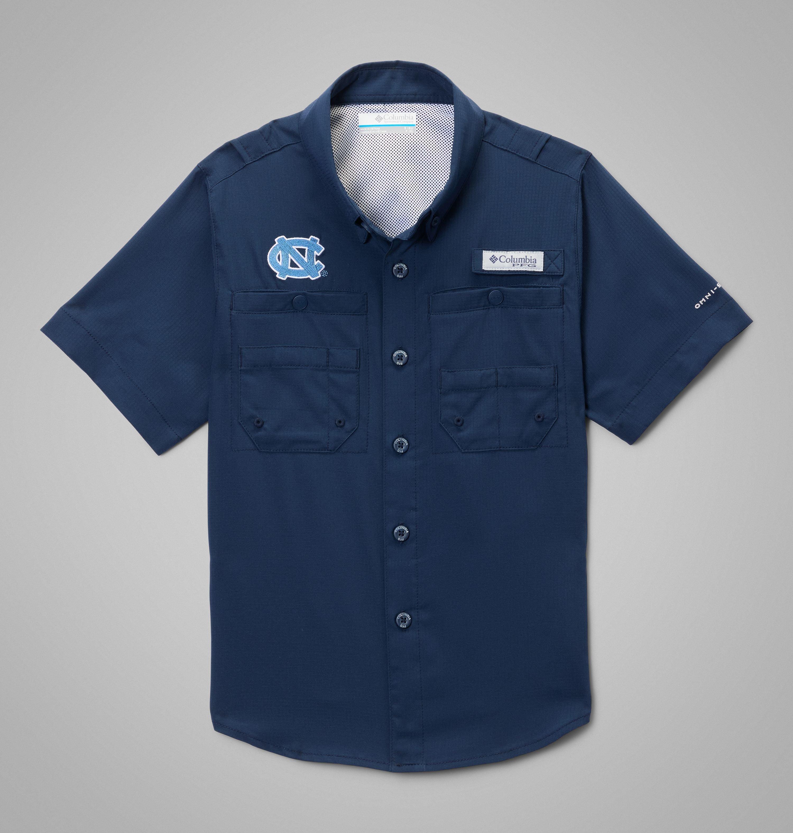 Columbia Kids' Collegiate PFG Tamiami Short Sleeve Shirt - North Carolina by COLUMBIA