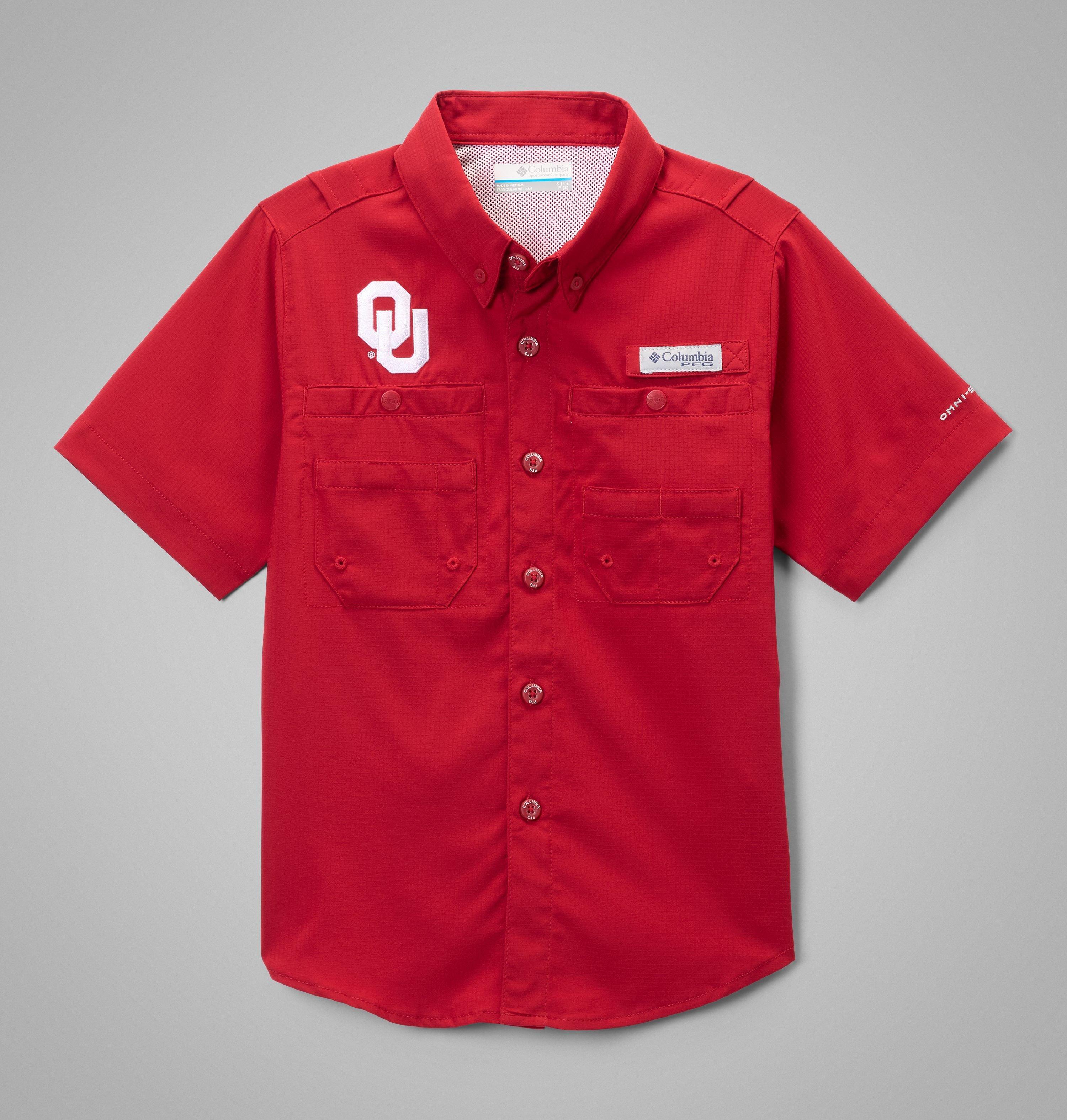 Columbia Kids' Collegiate PFG Tamiami Short Sleeve Shirt - Oklahoma by COLUMBIA