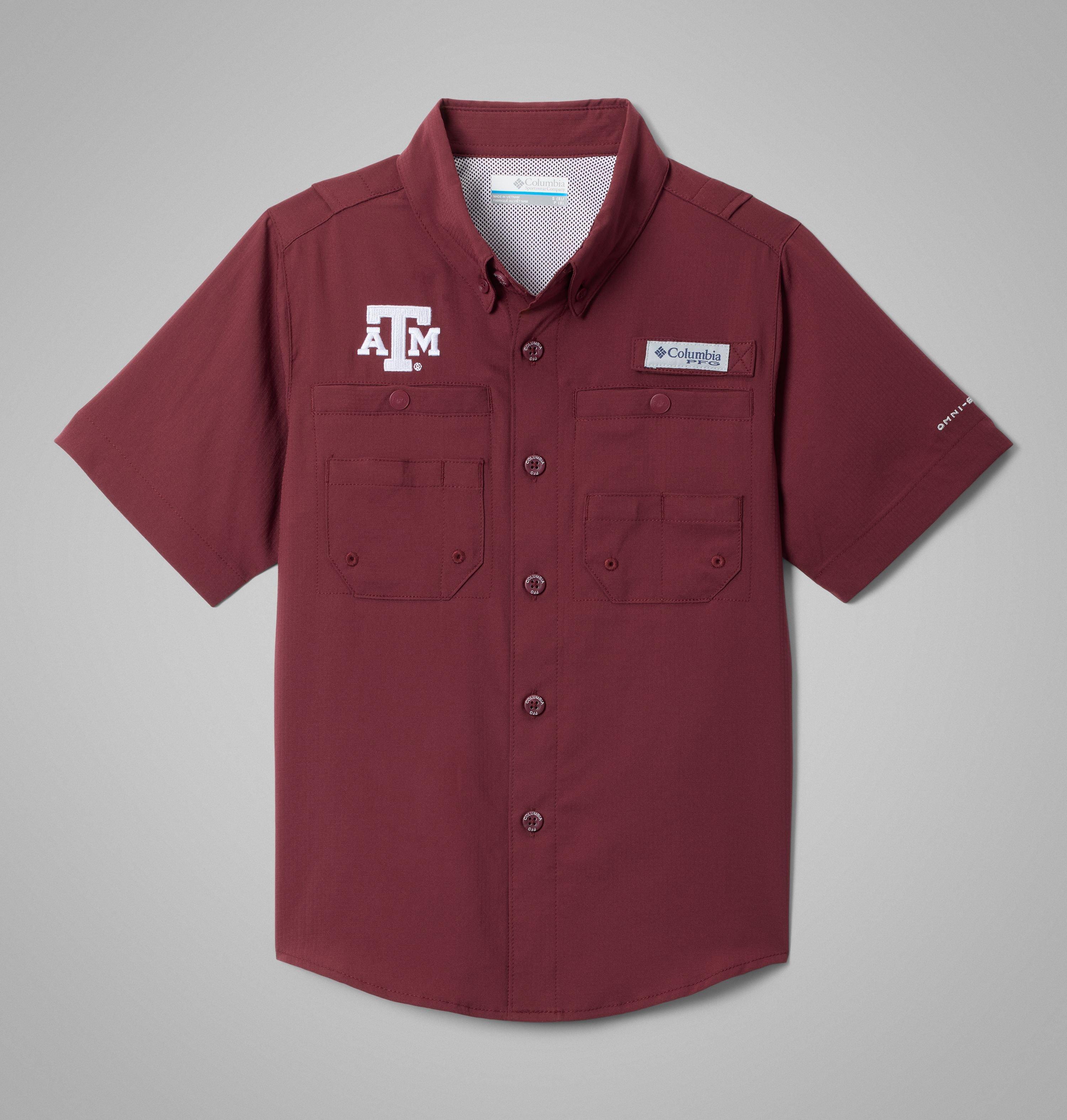 Columbia Kids' Collegiate PFG Tamiami Short Sleeve Shirt - Texas A&M by COLUMBIA