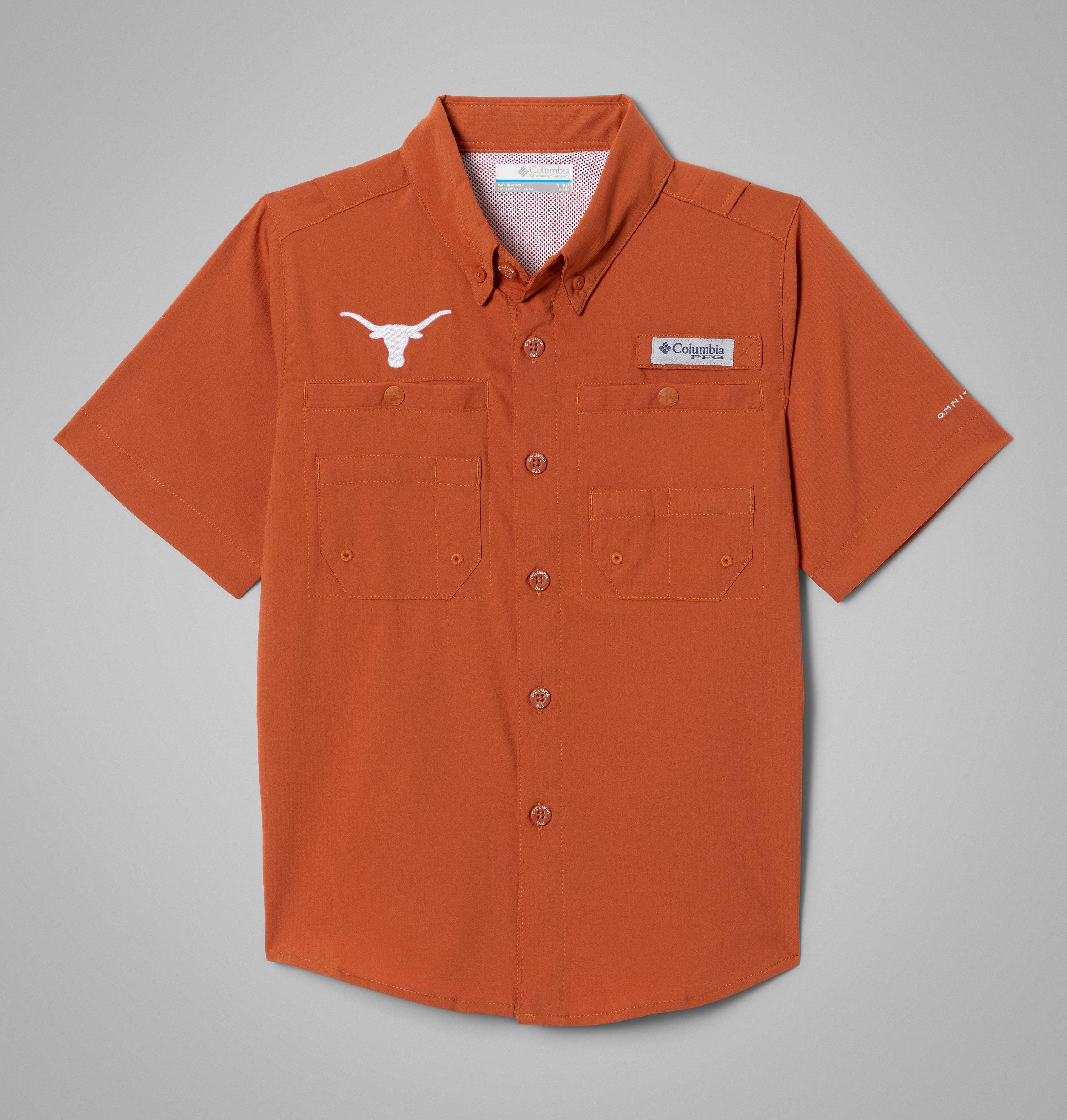 Columbia Kids' Collegiate PFG Tamiami Short Sleeve Shirt - Texas by COLUMBIA