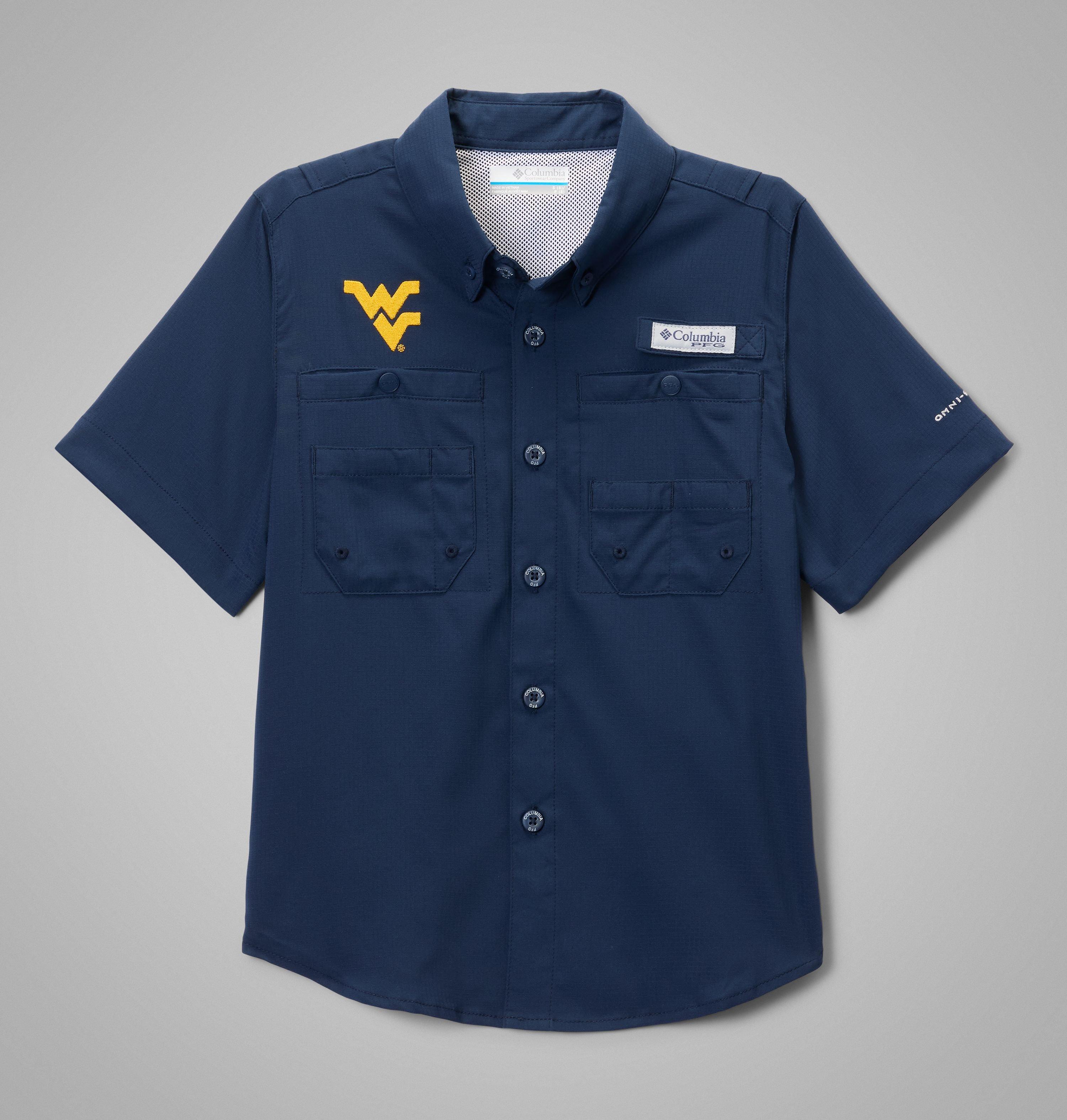 Columbia Kids' Collegiate PFG Tamiami Short Sleeve Shirt - West Virginia by COLUMBIA
