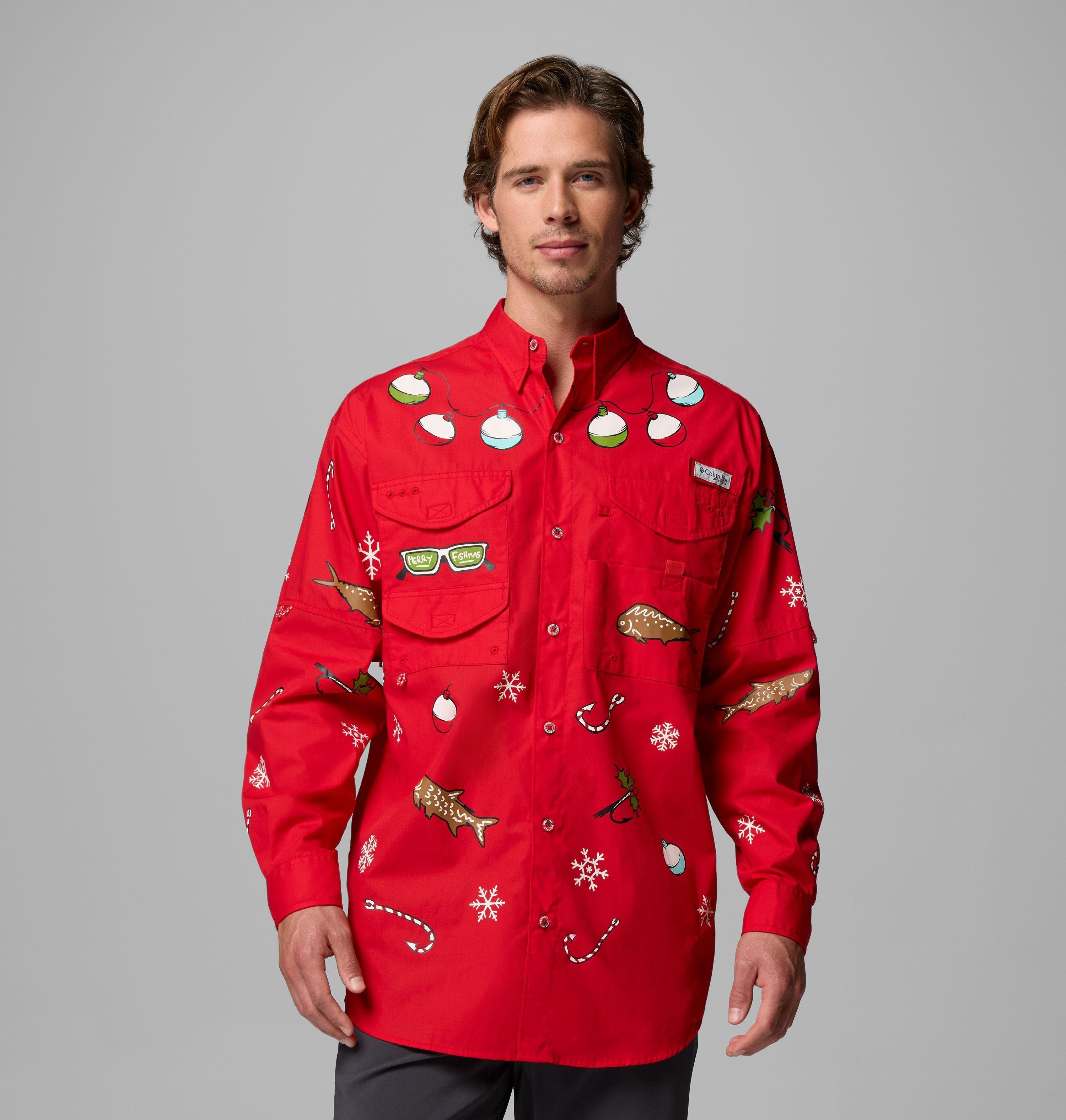Columbia Men s Ugly Christmas PFG Bonehead Long Sleeve Shirt by COLUMBIA