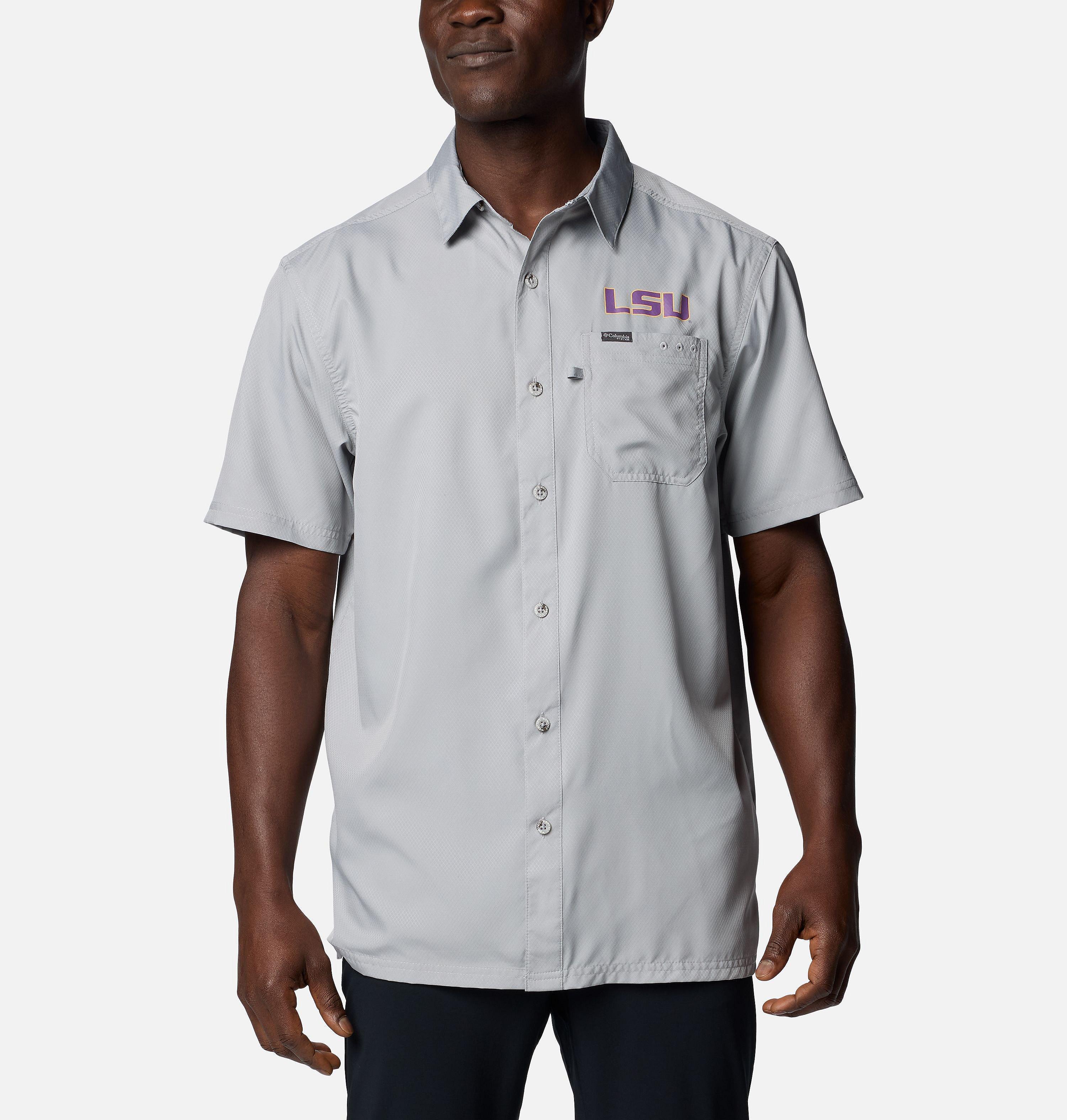Columbia Men's Collegiate PFG Slack Tide Camp Shirt - LSU by COLUMBIA
