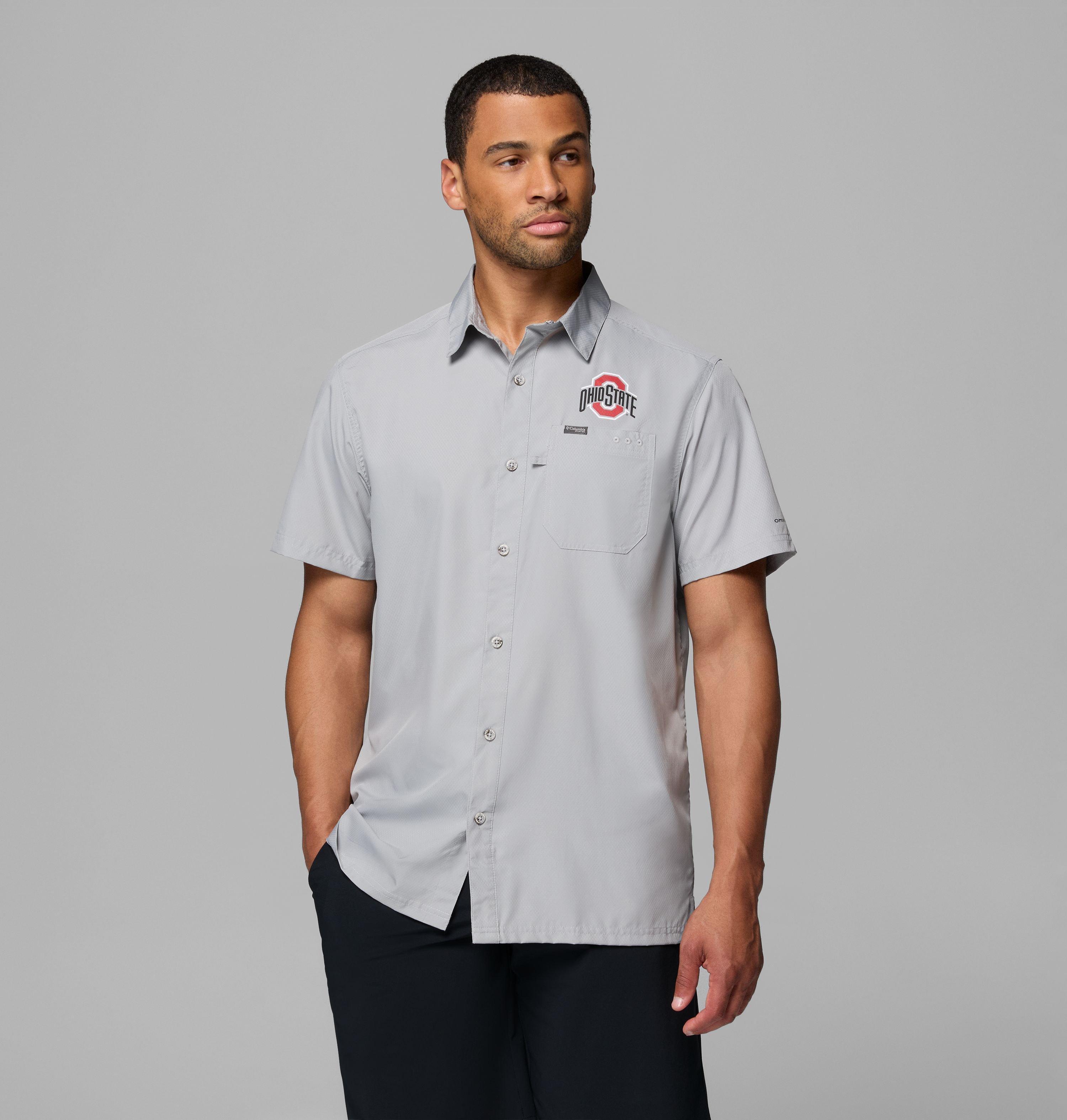 Columbia Men's Collegiate PFG Slack Tide Camp Shirt - Ohio State by COLUMBIA