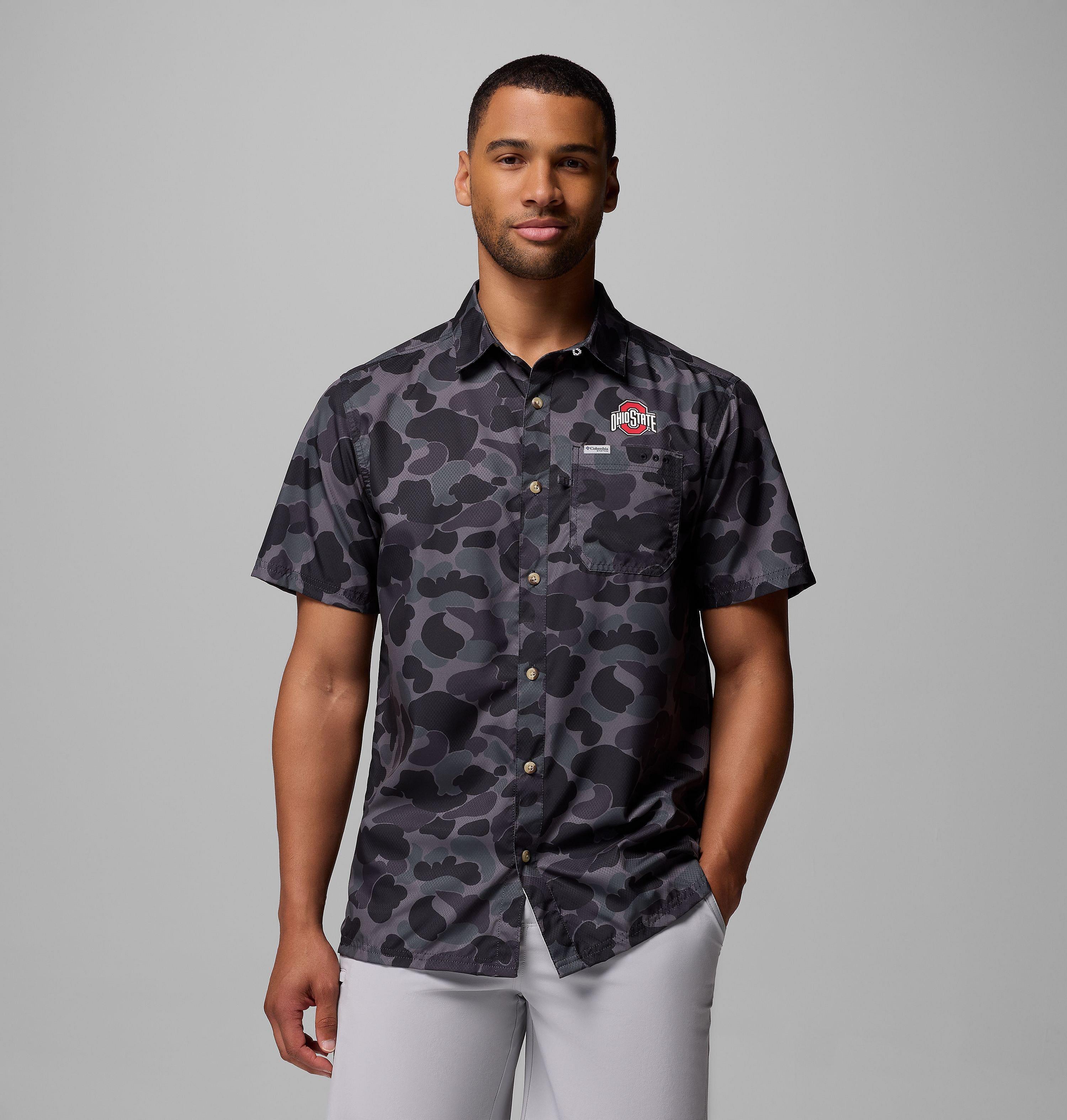 Columbia Men's Collegiate PFG Super Slack Tide Shirt - Ohio State by COLUMBIA