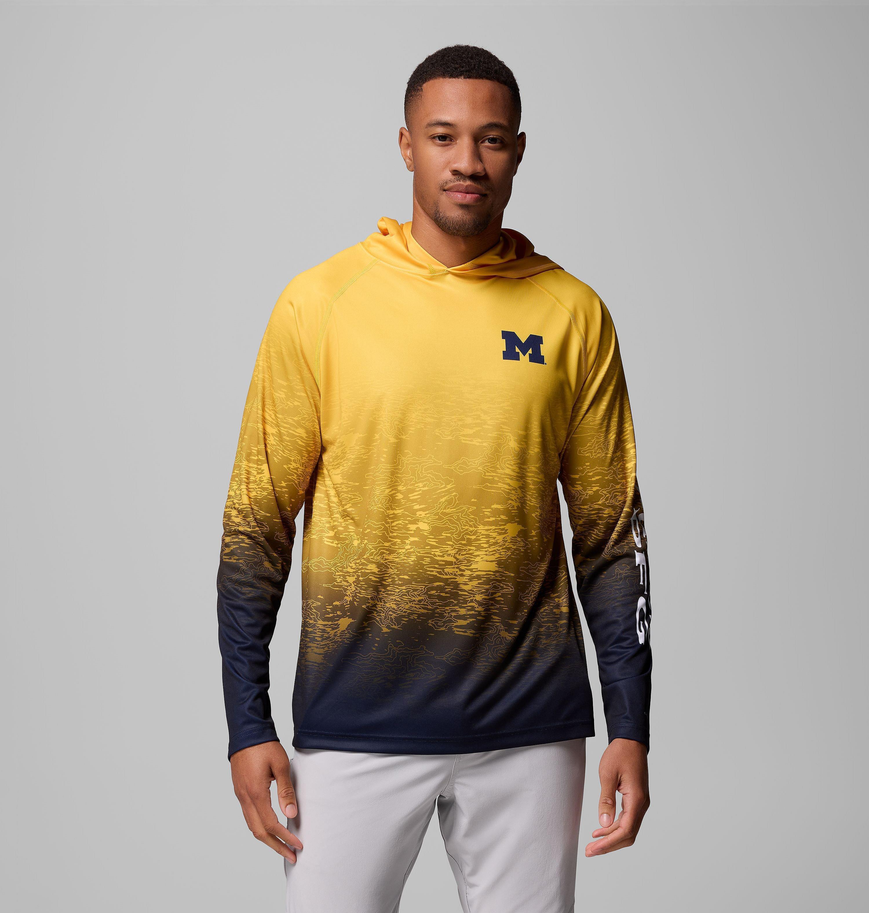 Columbia Men's Collegiate PFG Super Terminal Tackle Hoodie - Michigan by COLUMBIA