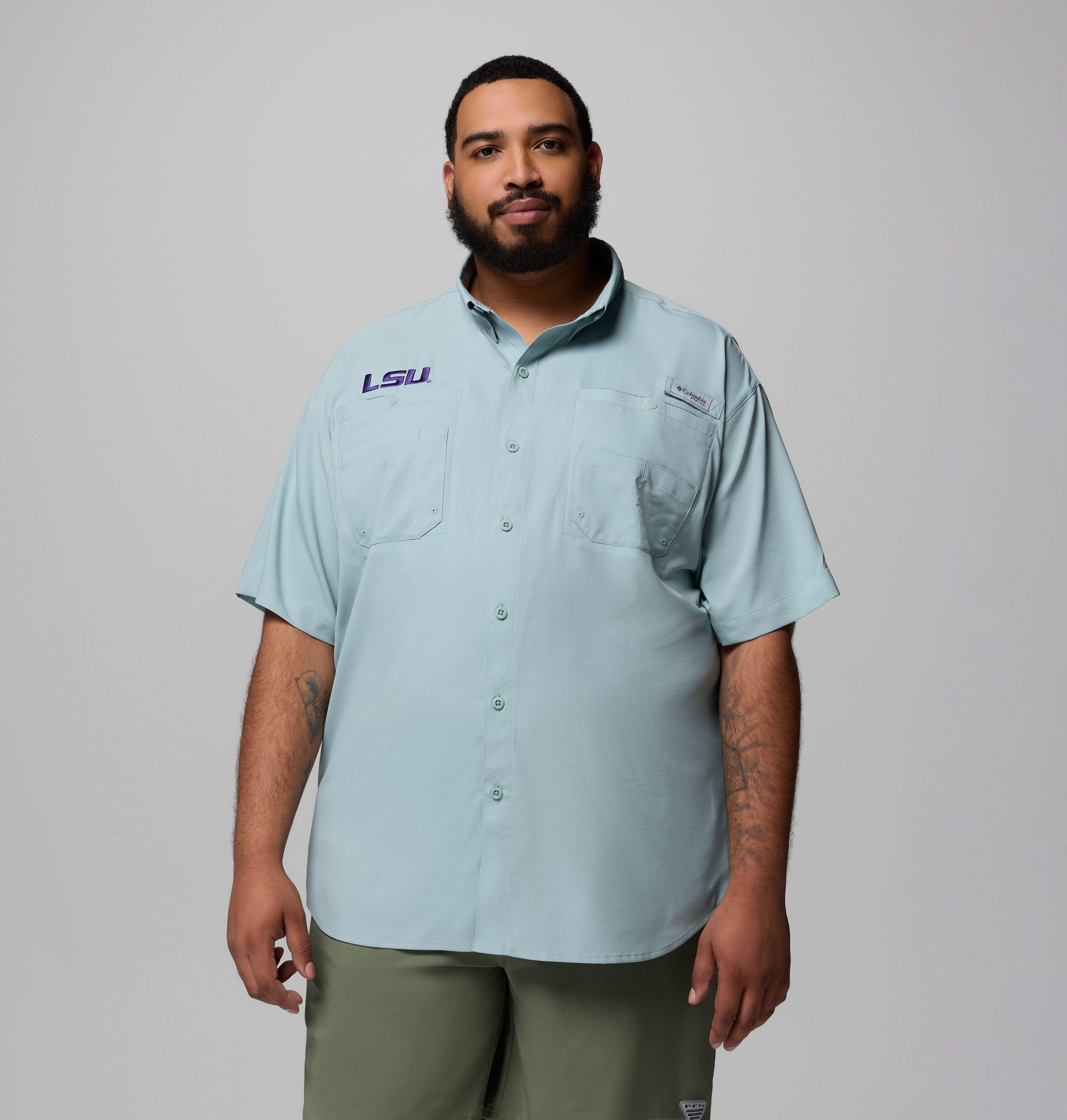 Columbia Men's Collegiate PFG Tamiami Short Sleeve Shirt - Big - LSU by COLUMBIA