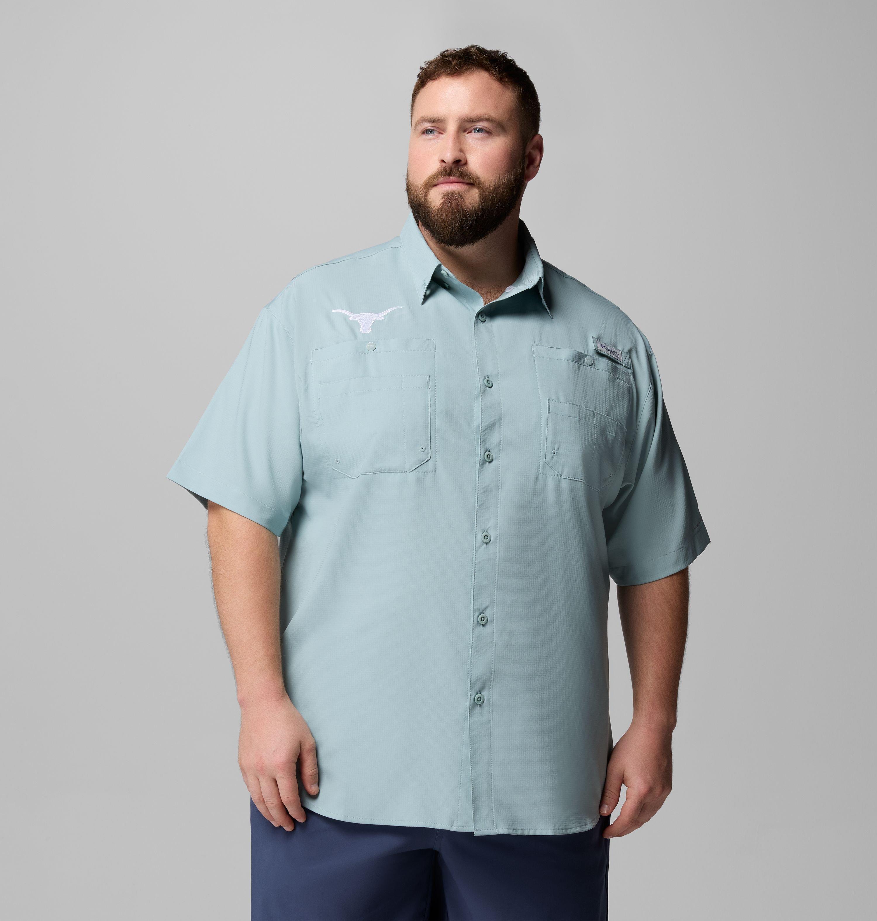 Columbia Men's Collegiate PFG Tamiami Short Sleeve Shirt - Big - Texas by COLUMBIA