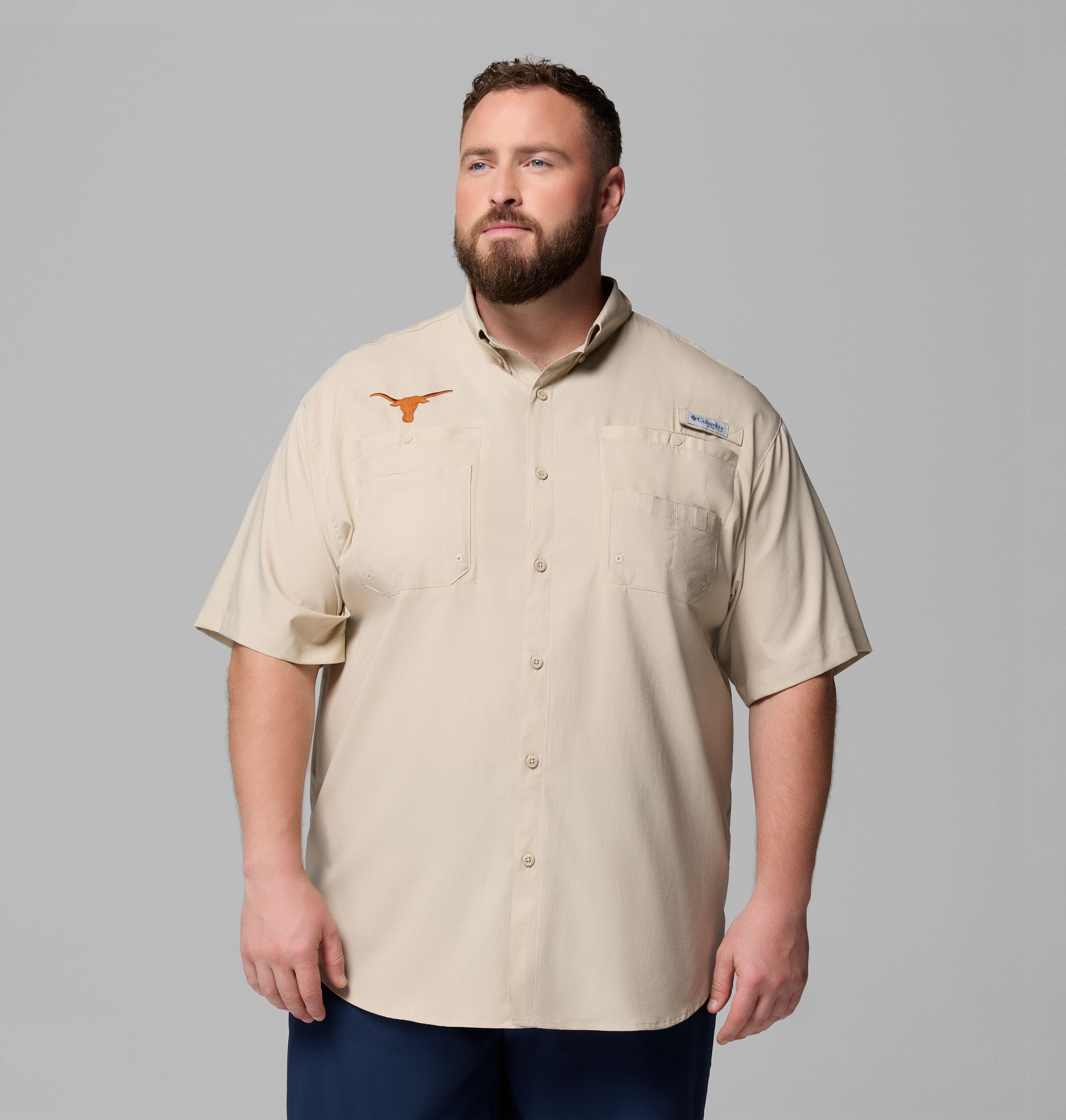 Columbia Men's Collegiate PFG Tamiami Short Sleeve Shirt - Big - Texas by COLUMBIA