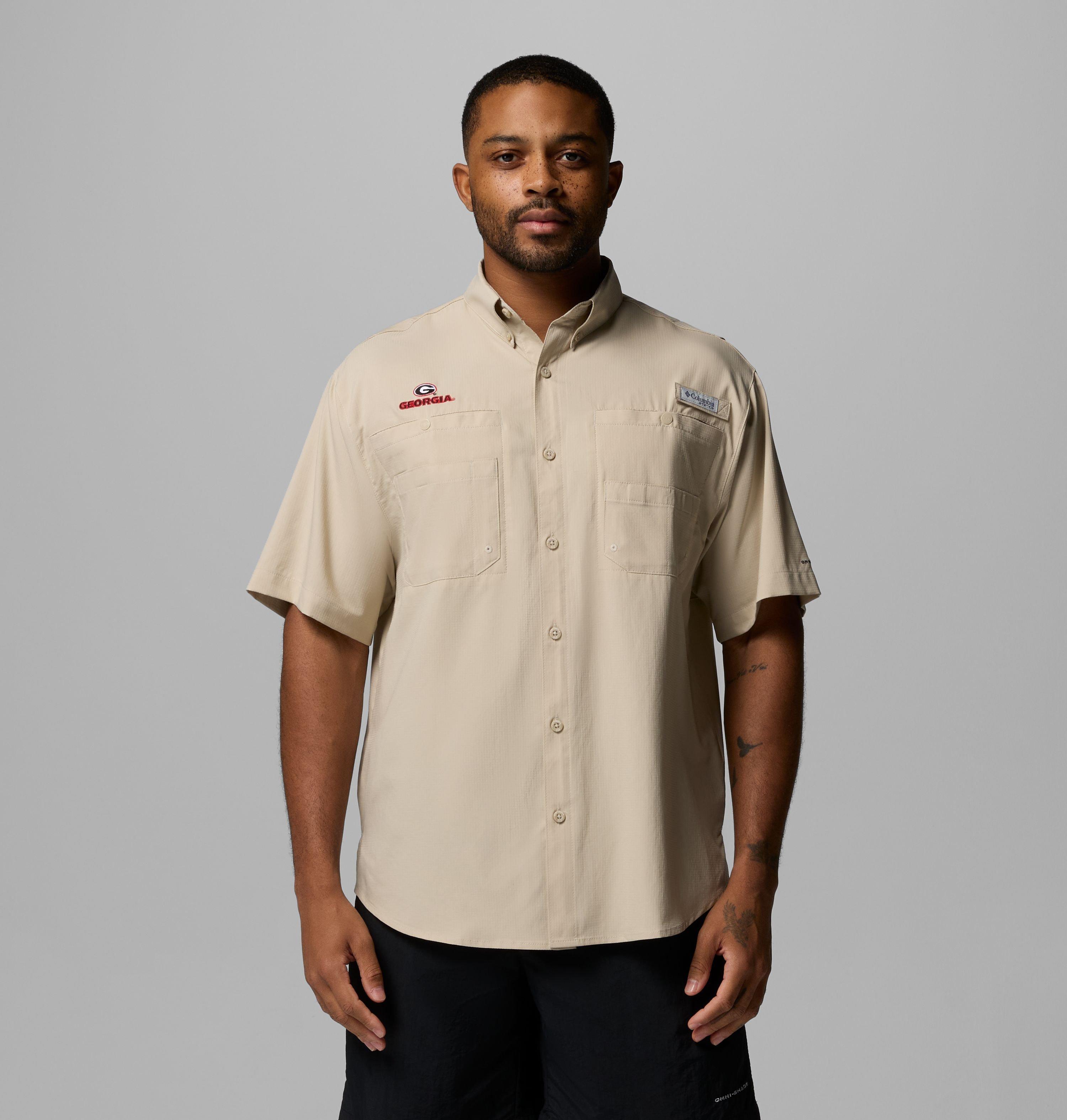 Columbia Men's Collegiate PFG Tamiami Short Sleeve Shirt - Georgia by COLUMBIA