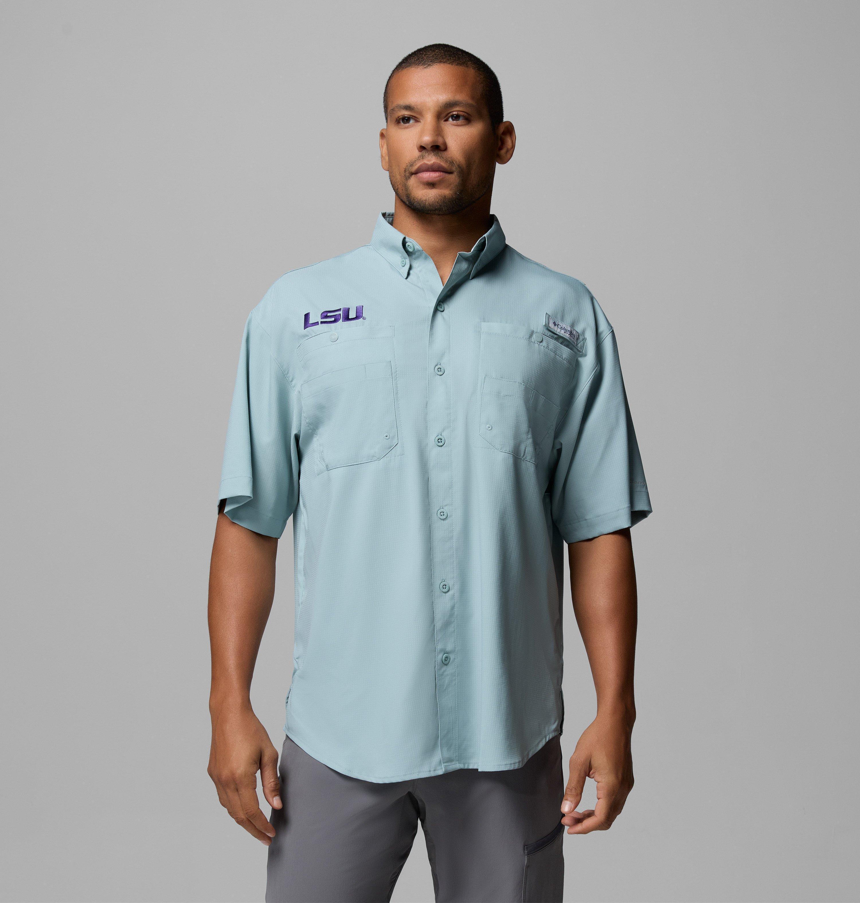 Columbia Men's Collegiate PFG Tamiami Short Sleeve Shirt - Tall - Louisiana by COLUMBIA