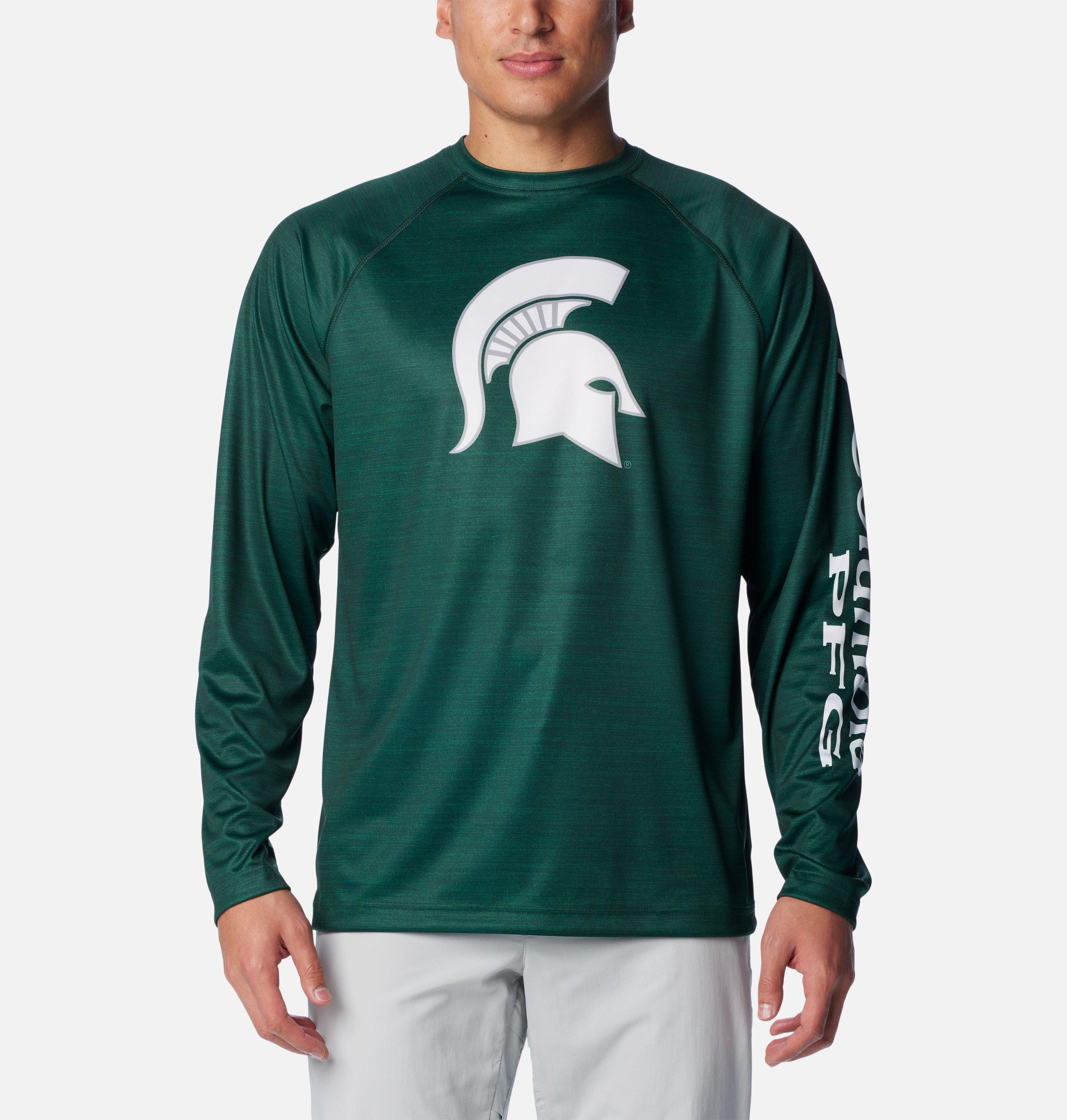 Columbia Men's Collegiate PFG Terminal Tackle Heather Long Sleeve Shirt - Michigan State by COLUMBIA