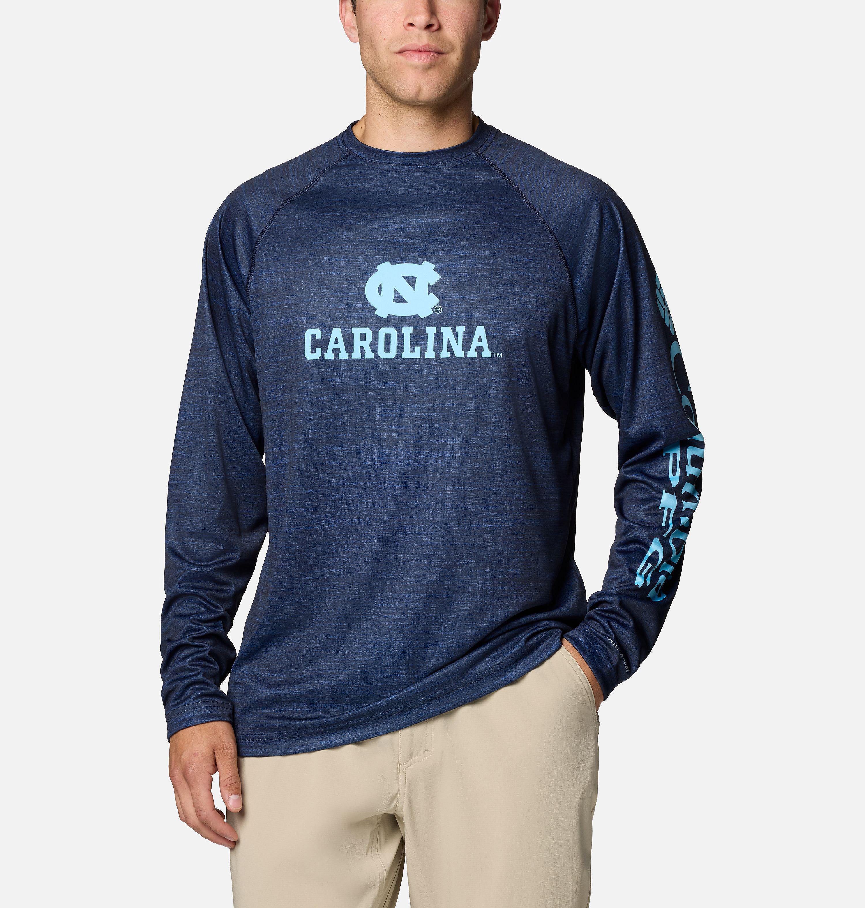 Columbia Men's Collegiate PFG Terminal Tackle Heather Long Sleeve Shirt - North Carolina by COLUMBIA