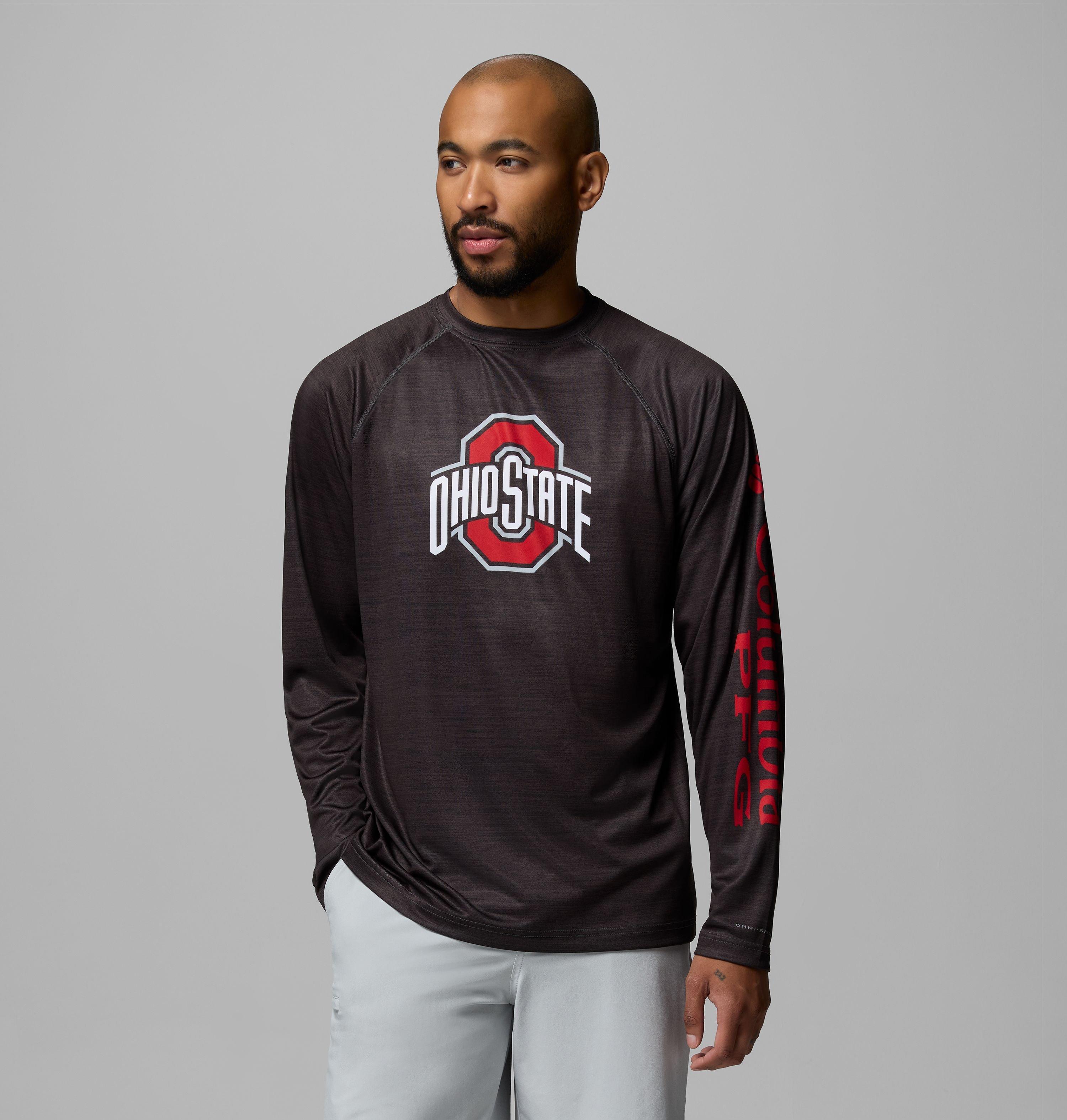 Columbia Men's Collegiate PFG Terminal Tackle Heather Long Sleeve Shirt - Ohio State by COLUMBIA