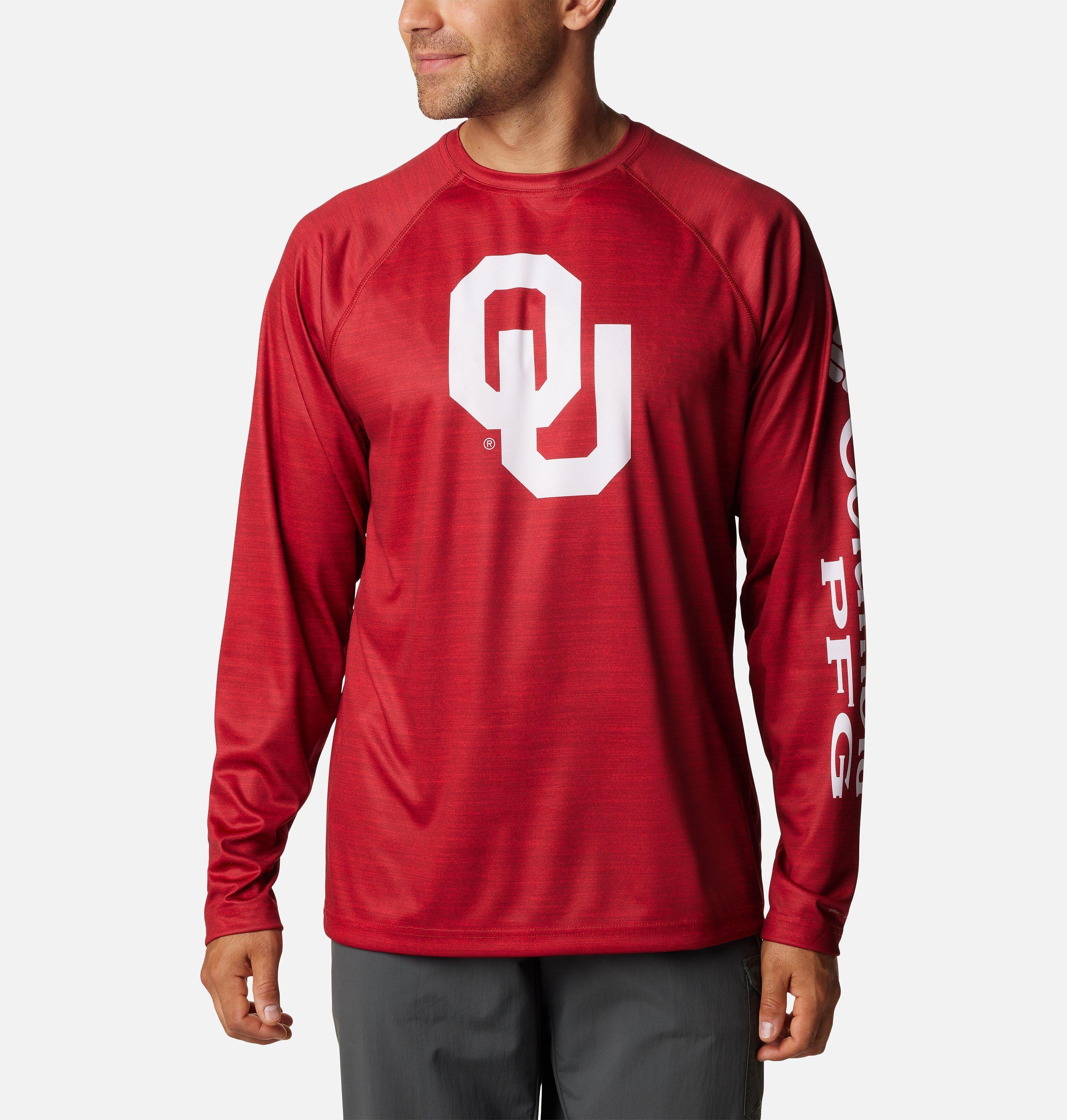 Columbia Men's Collegiate PFG Terminal Tackle Heather Long Sleeve Shirt - Oklahoma by COLUMBIA