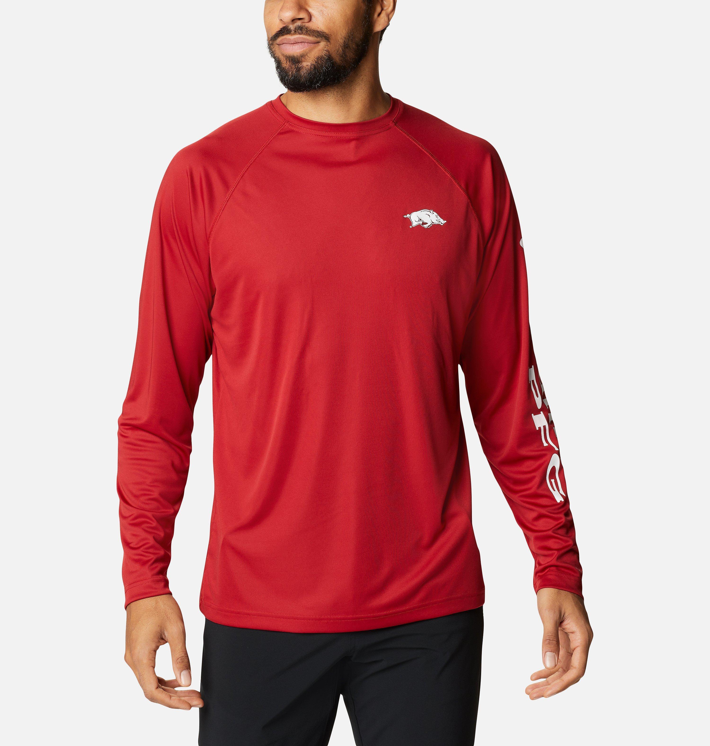 Columbia Men's Collegiate Terminal Tackle LS Shirt - Arkansas by COLUMBIA