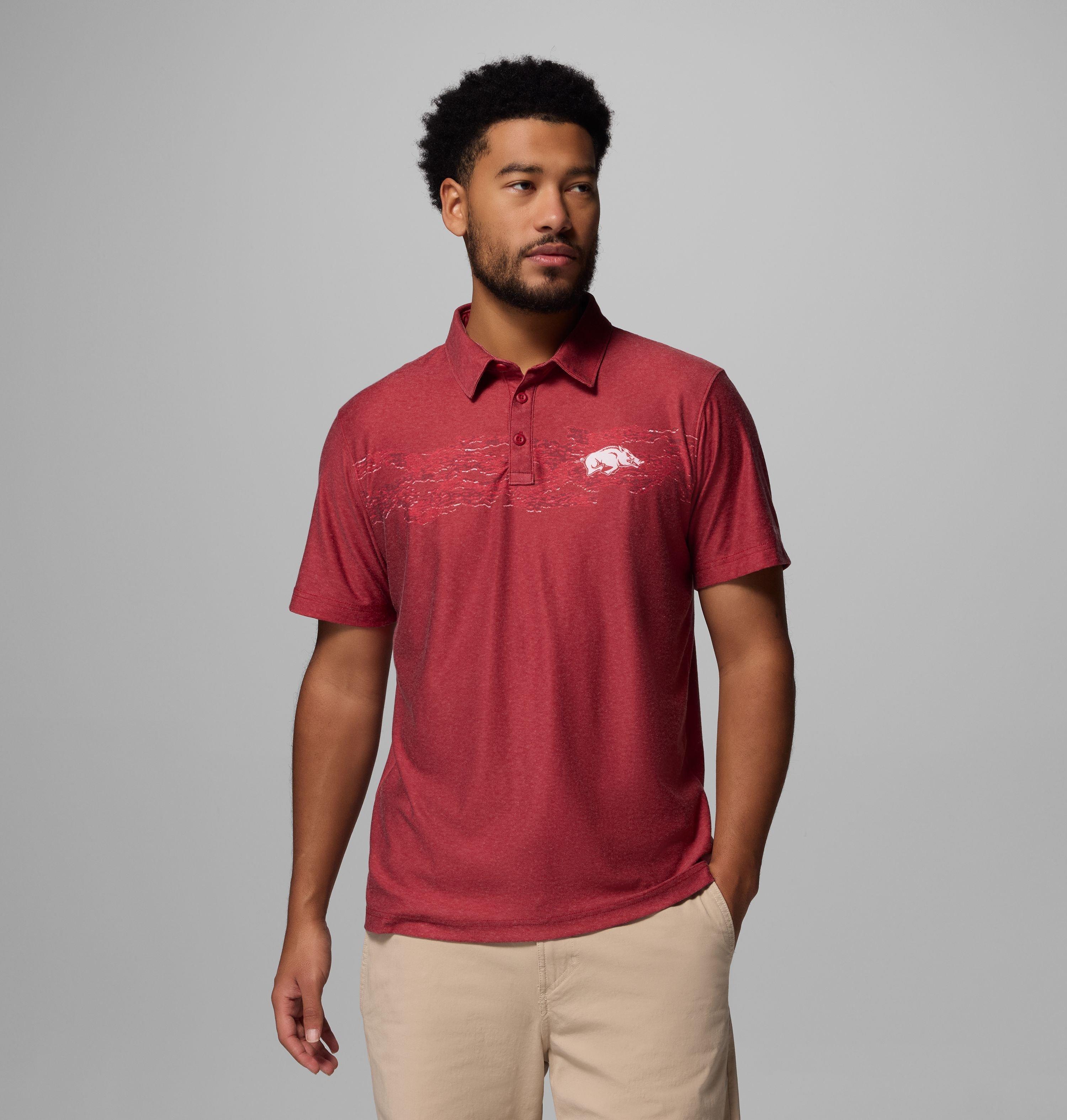 Columbia Men's Collegiate Thistletown Hills Printed Polo - Arkansas by COLUMBIA