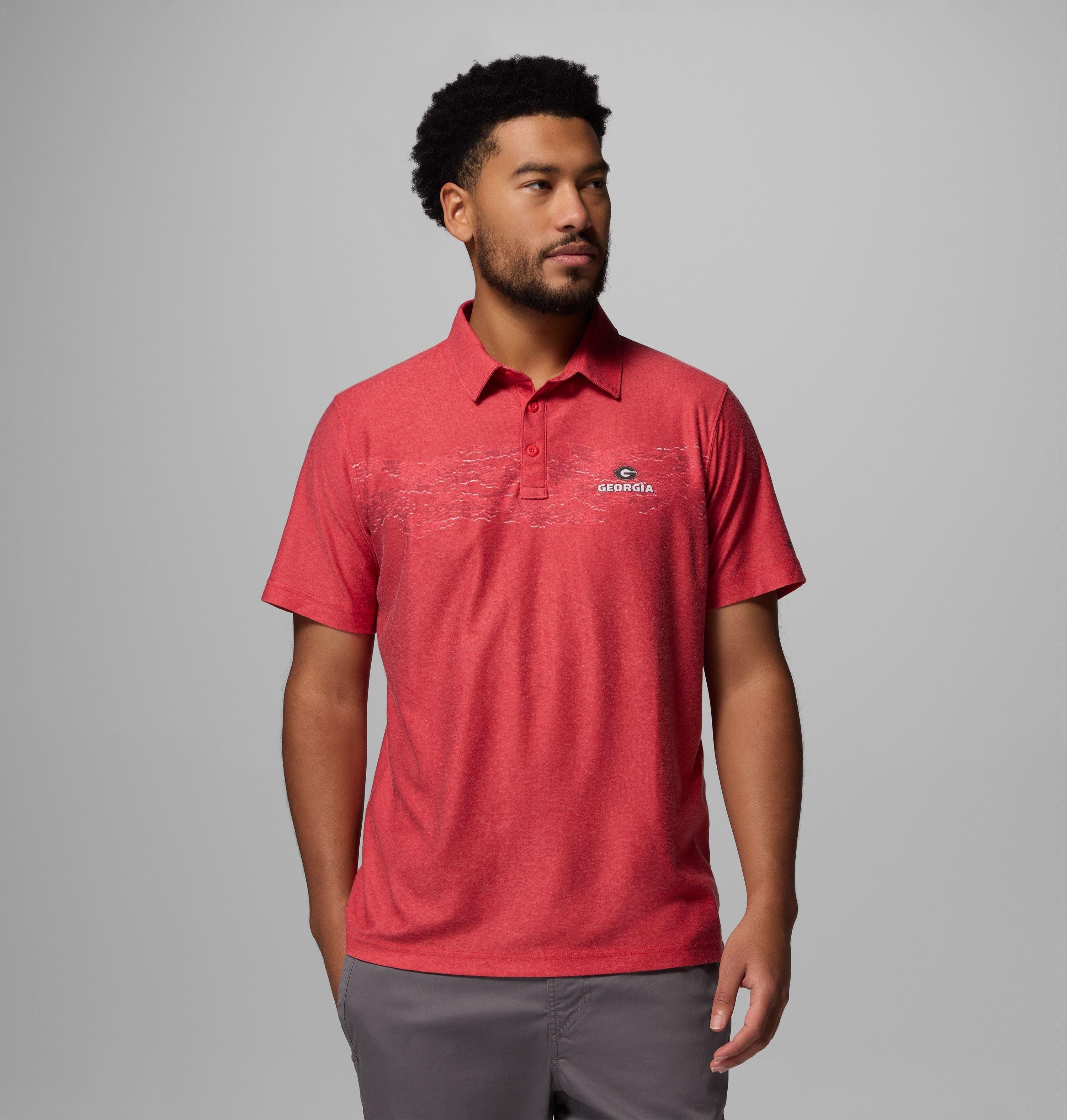 Columbia Men's Collegiate Thistletown Hills Printed Polo - Georgia by COLUMBIA