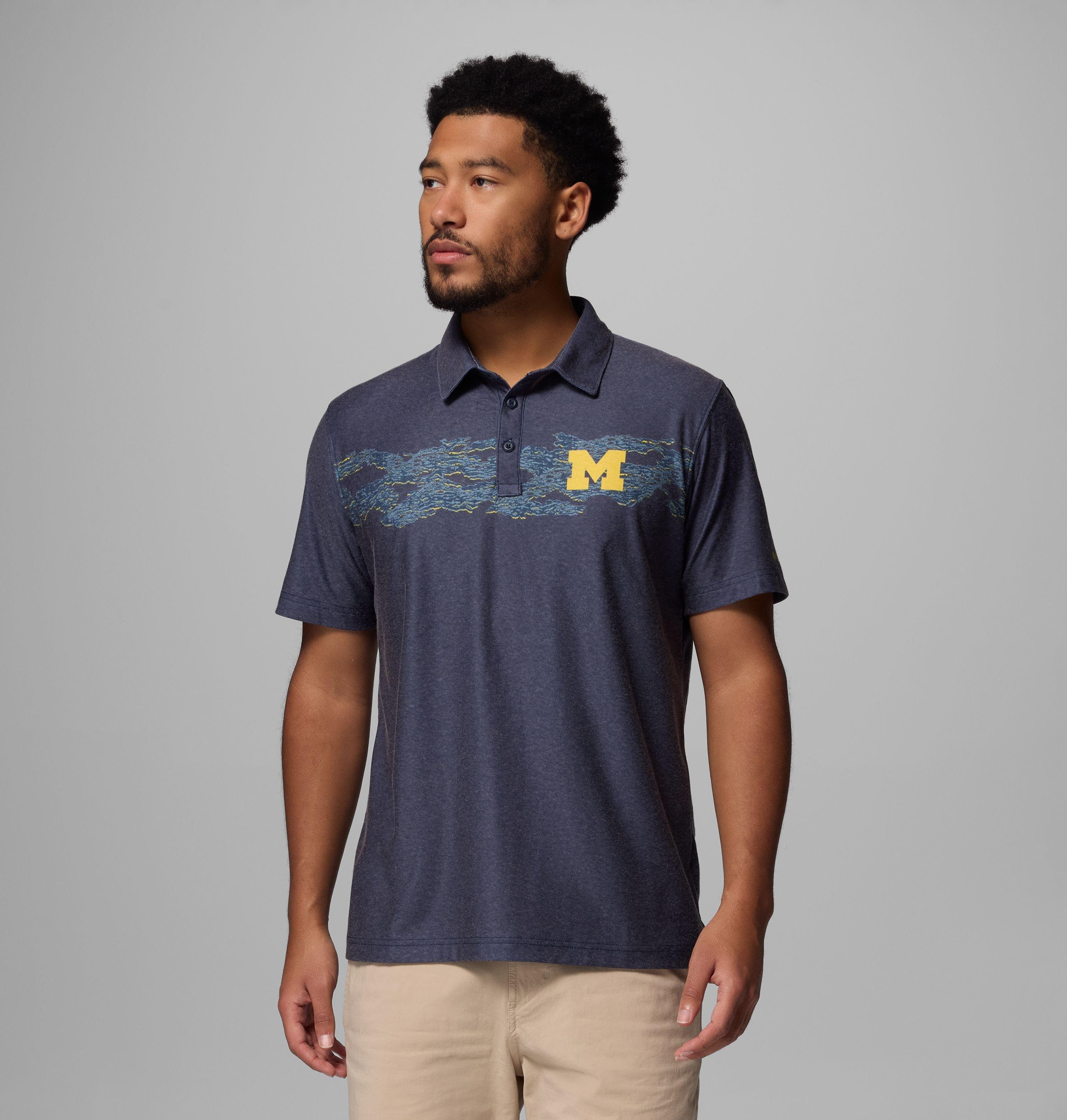 Columbia Men's Collegiate Thistletown Hills Printed Polo - Michigan by COLUMBIA