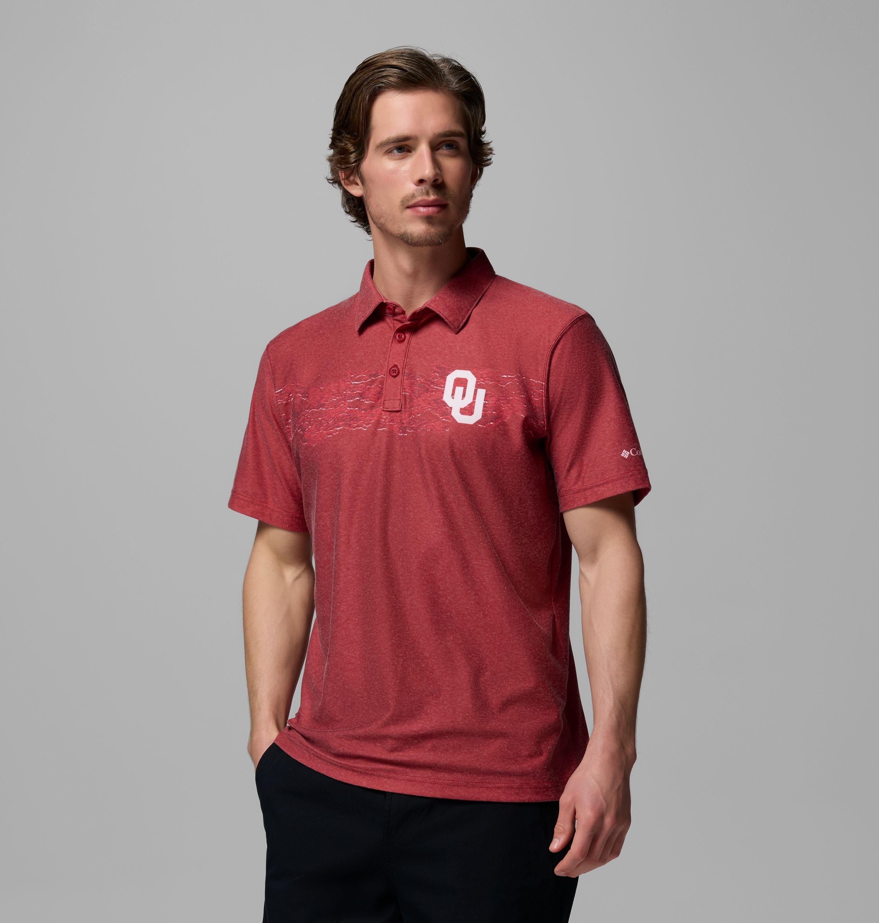 Columbia Men's Collegiate Thistletown Hills Printed Polo - Oklahoma by COLUMBIA