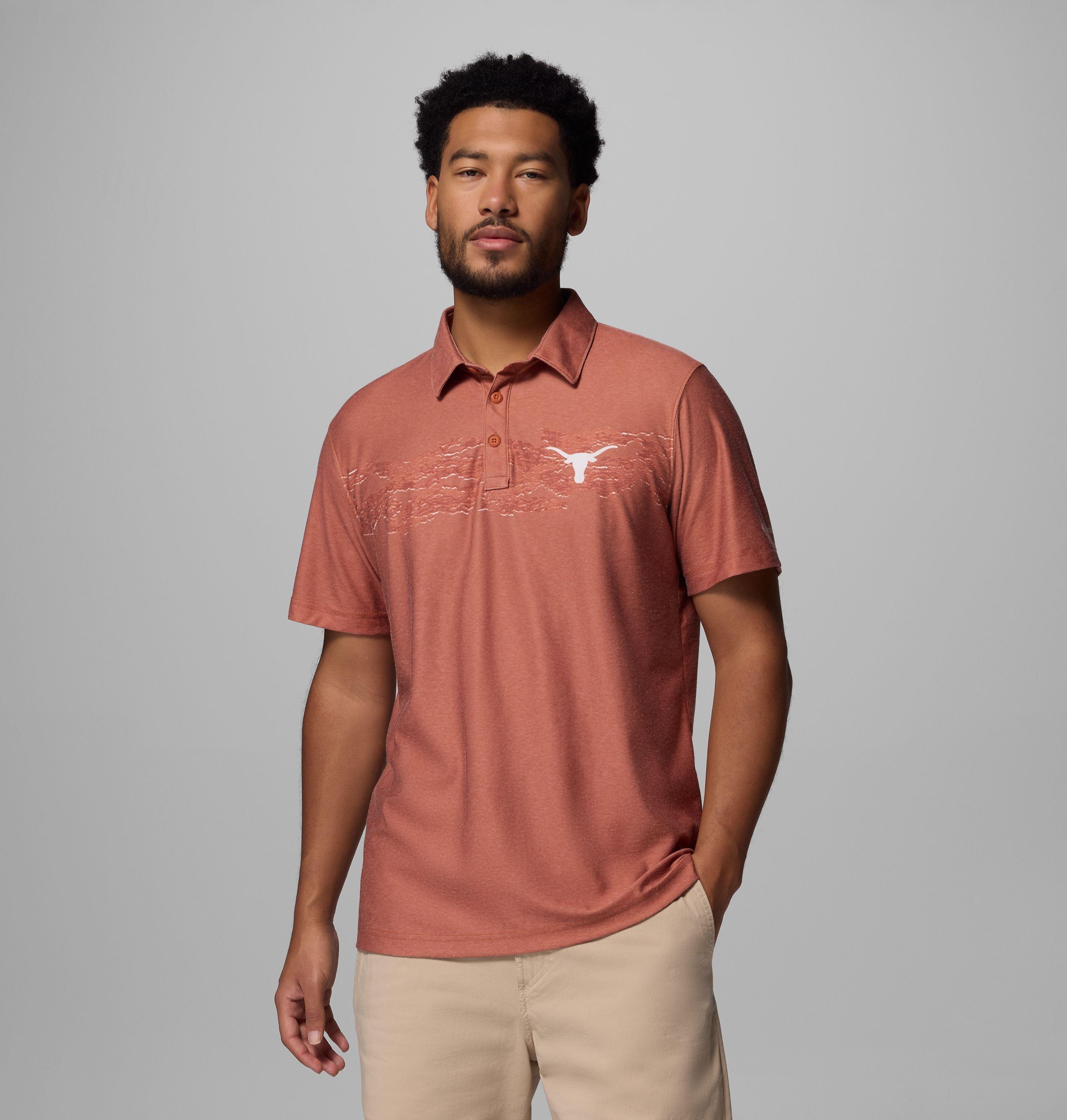 Columbia Men's Collegiate Thistletown Hills Printed Polo - Texas by COLUMBIA