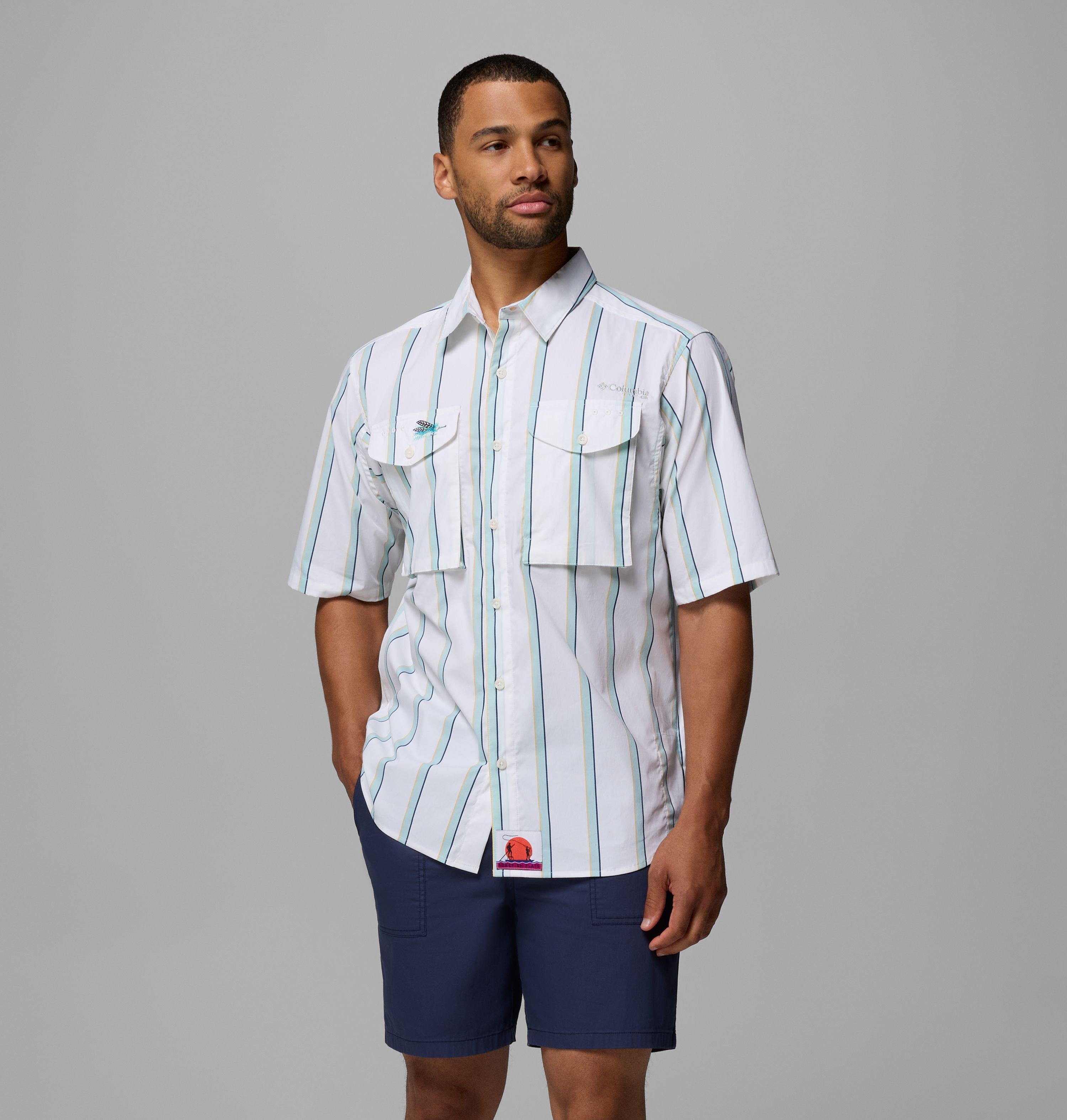 Columbia Men's PFG Bonefish Flats Printed Short Sleeve Shirt by COLUMBIA