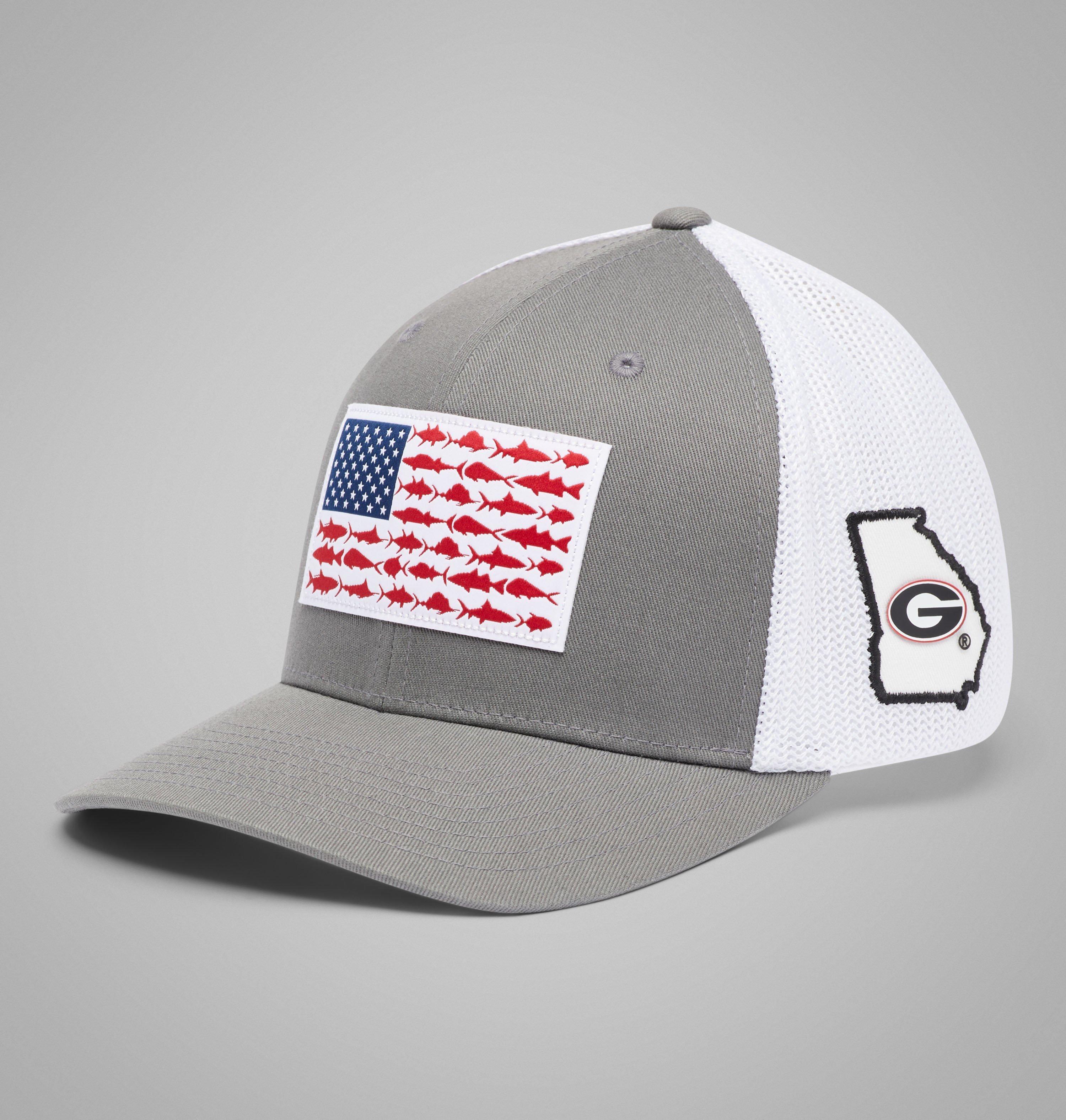 Columbia PFG Mesh Fish Flag Ball Cap - Georgia by COLUMBIA