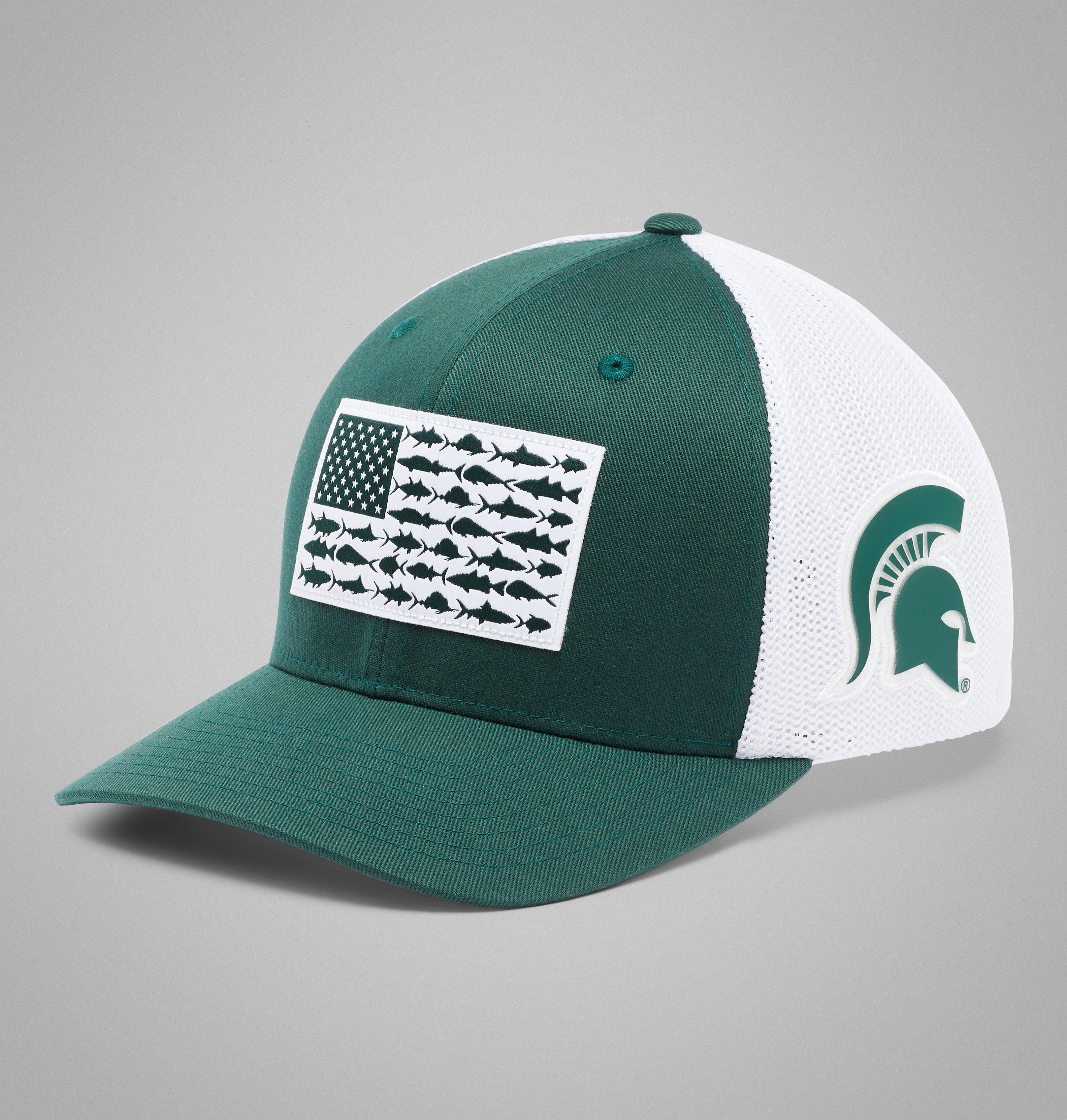 Columbia PFG Mesh Fish Flag Ball Cap - Michigan State by COLUMBIA