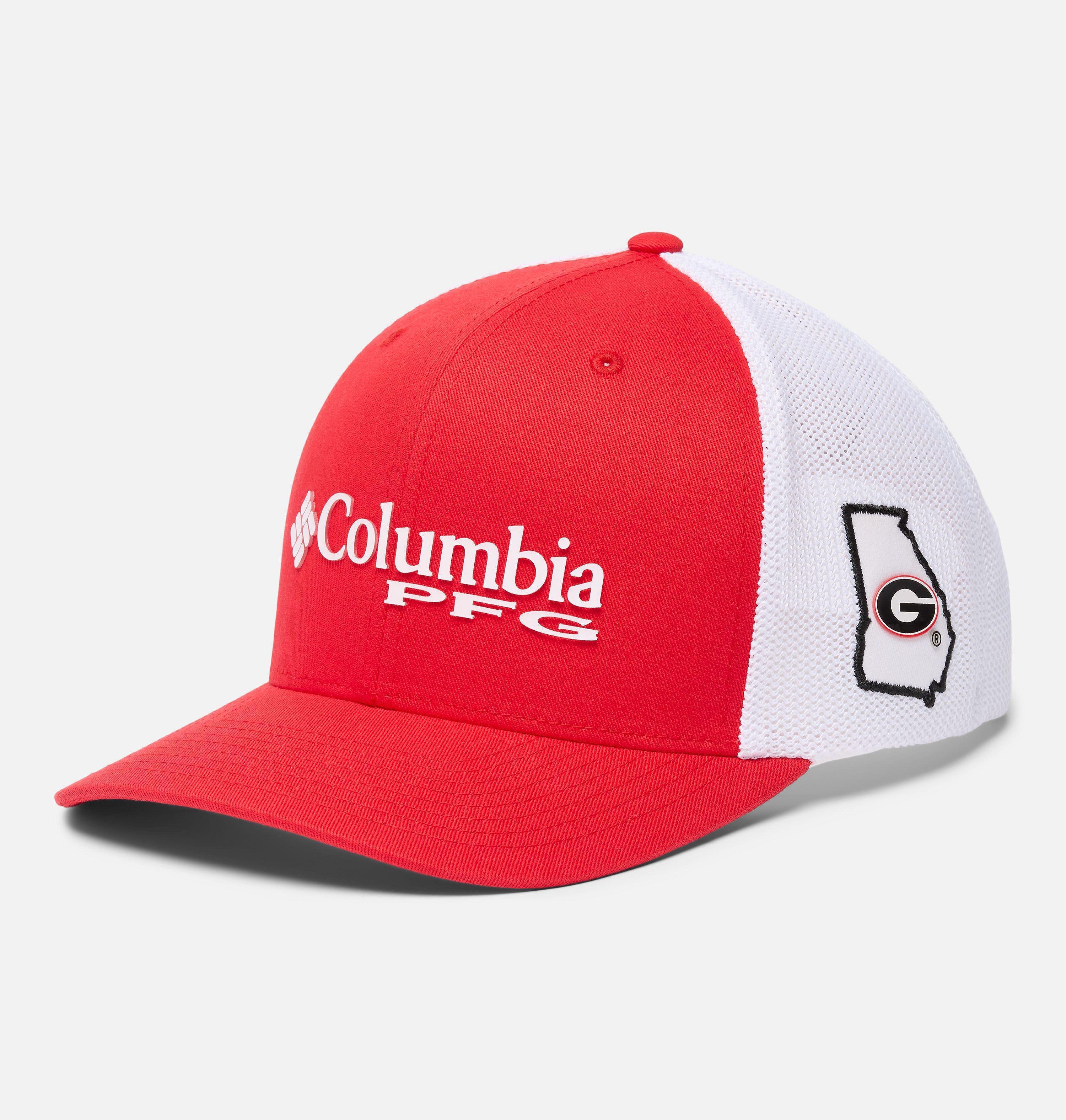 Columbia PFG Mesh Snap Back Ball Cap - Georgia by COLUMBIA