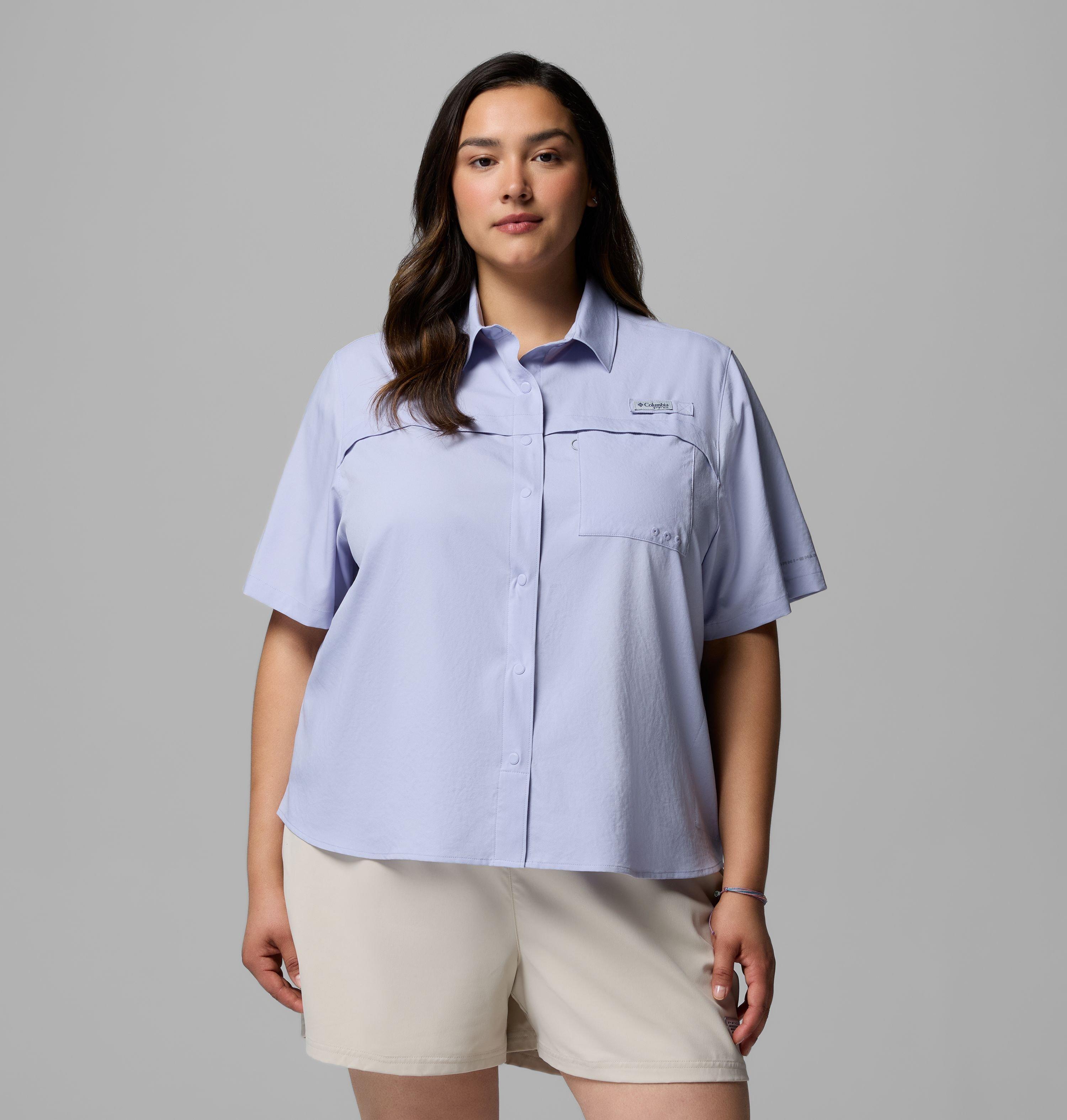 Columbia Women's PFG Castback Woven Short Sleeve - Plus Size by COLUMBIA