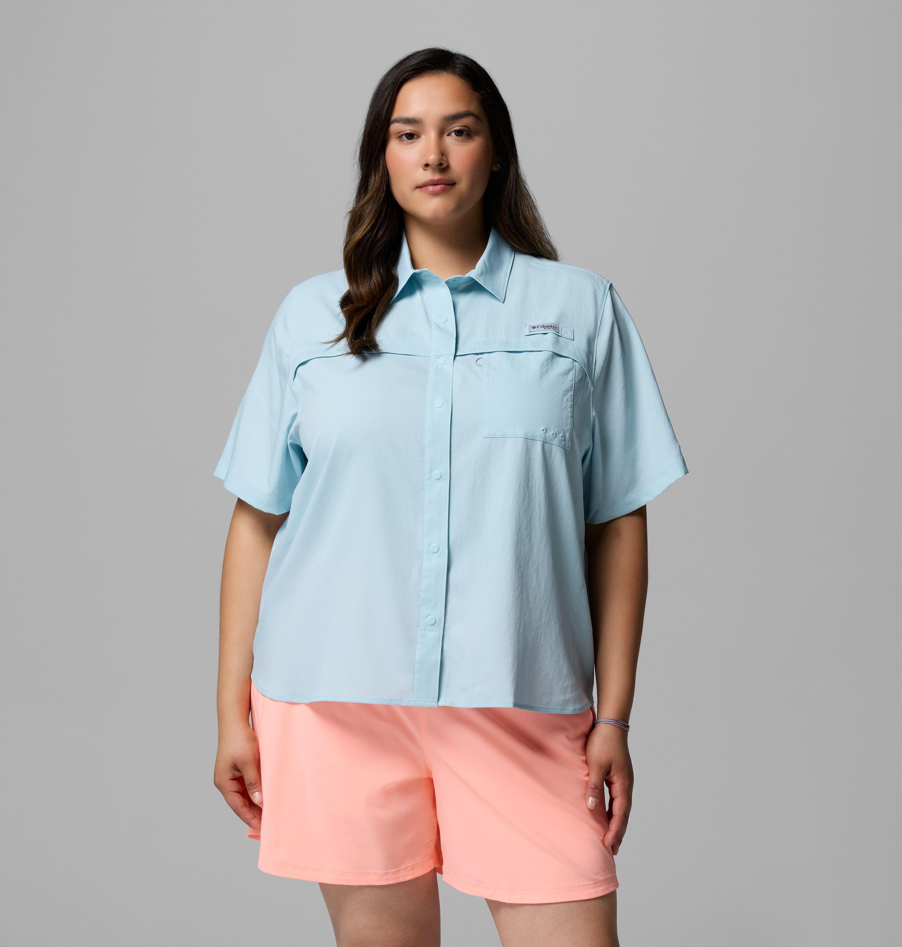 Columbia Women's PFG Castback Woven Short Sleeve - Plus Size by COLUMBIA