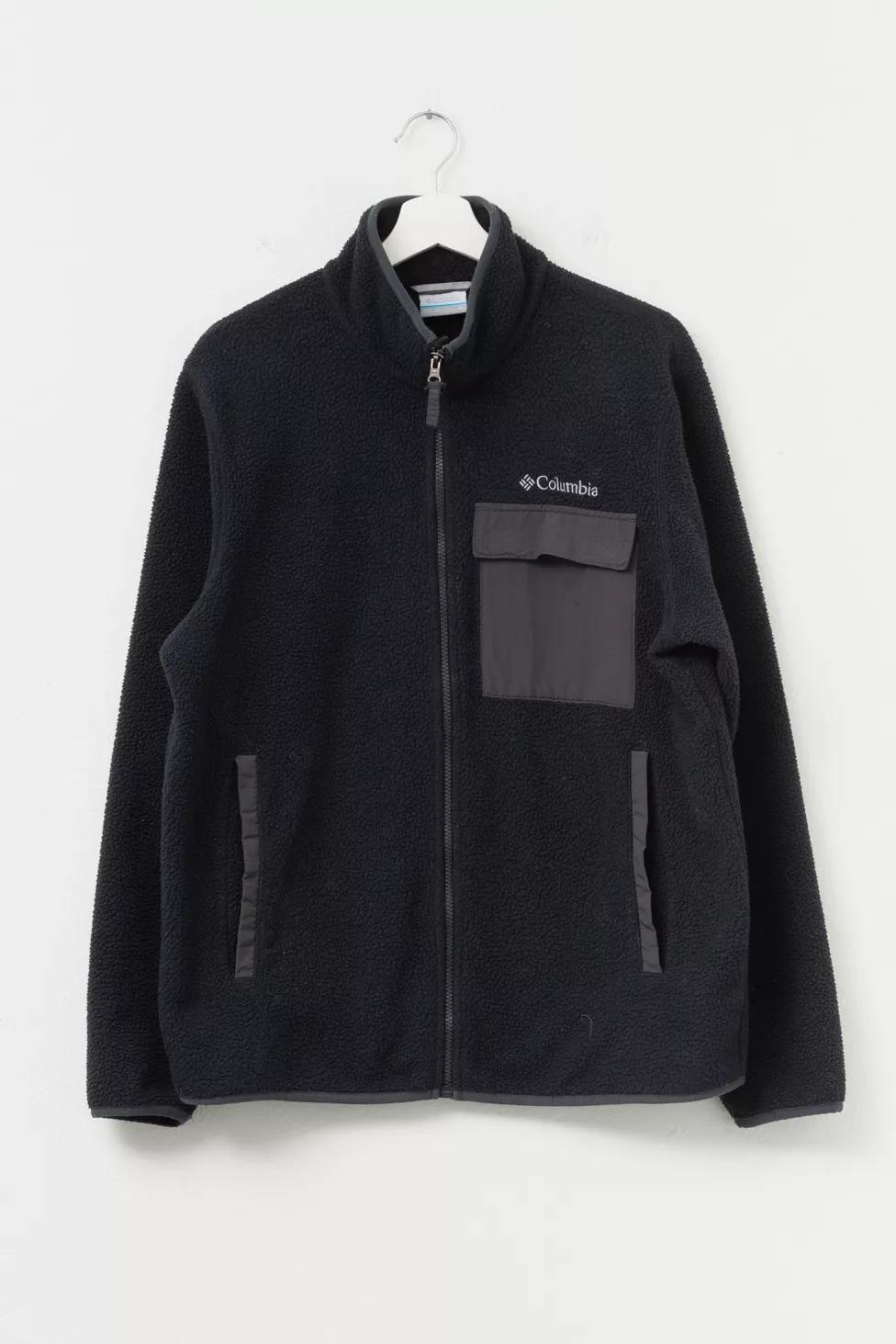 Vintage 1990s Columbia Black Zipper Fleece Velcro Pocket by COLUMBIA